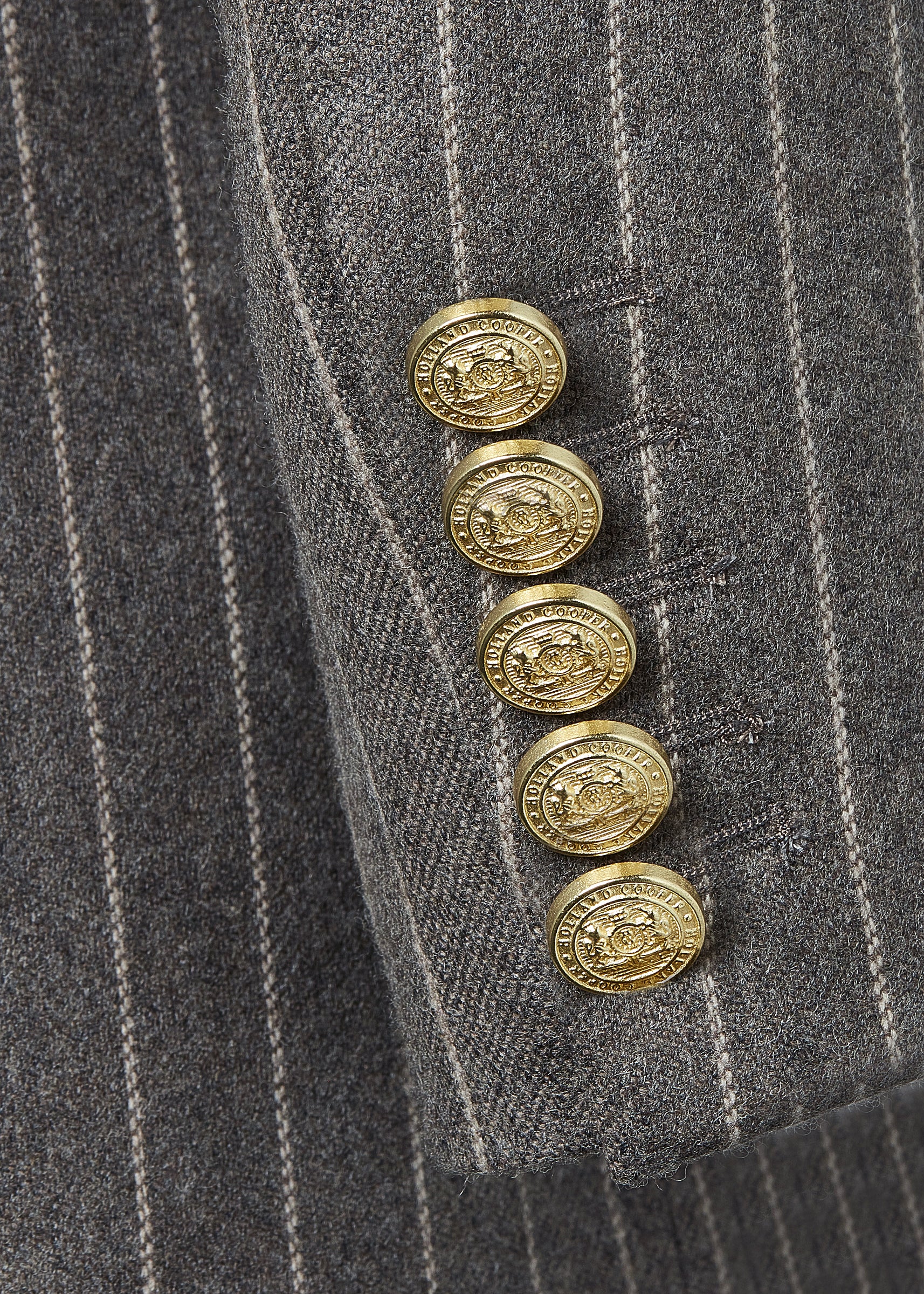 Double Breasted Blazer (Soft Grey Pinstripe) - Image 8