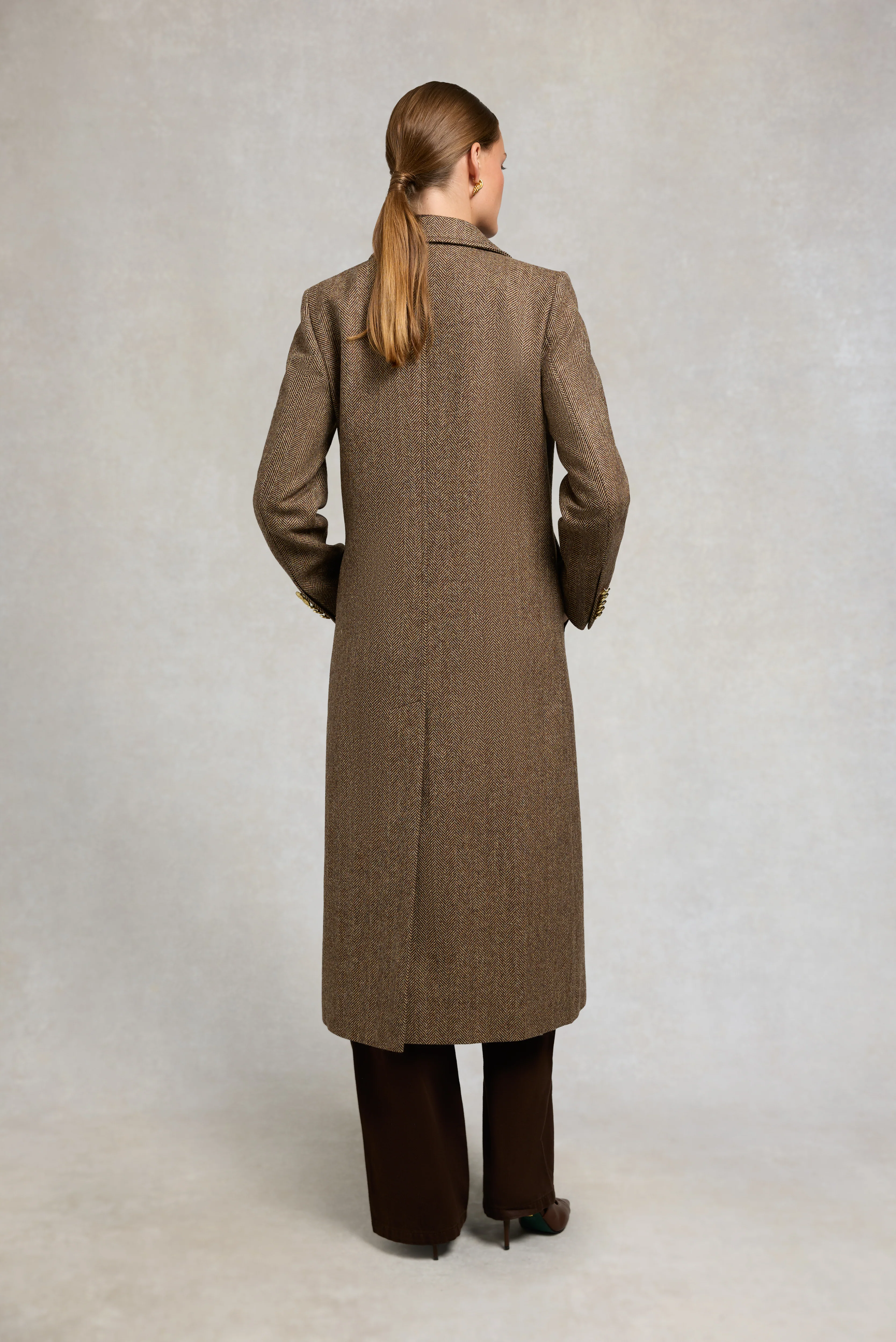 Double Breasted Coat (Large Scale Brown Herringbone) - Image 5