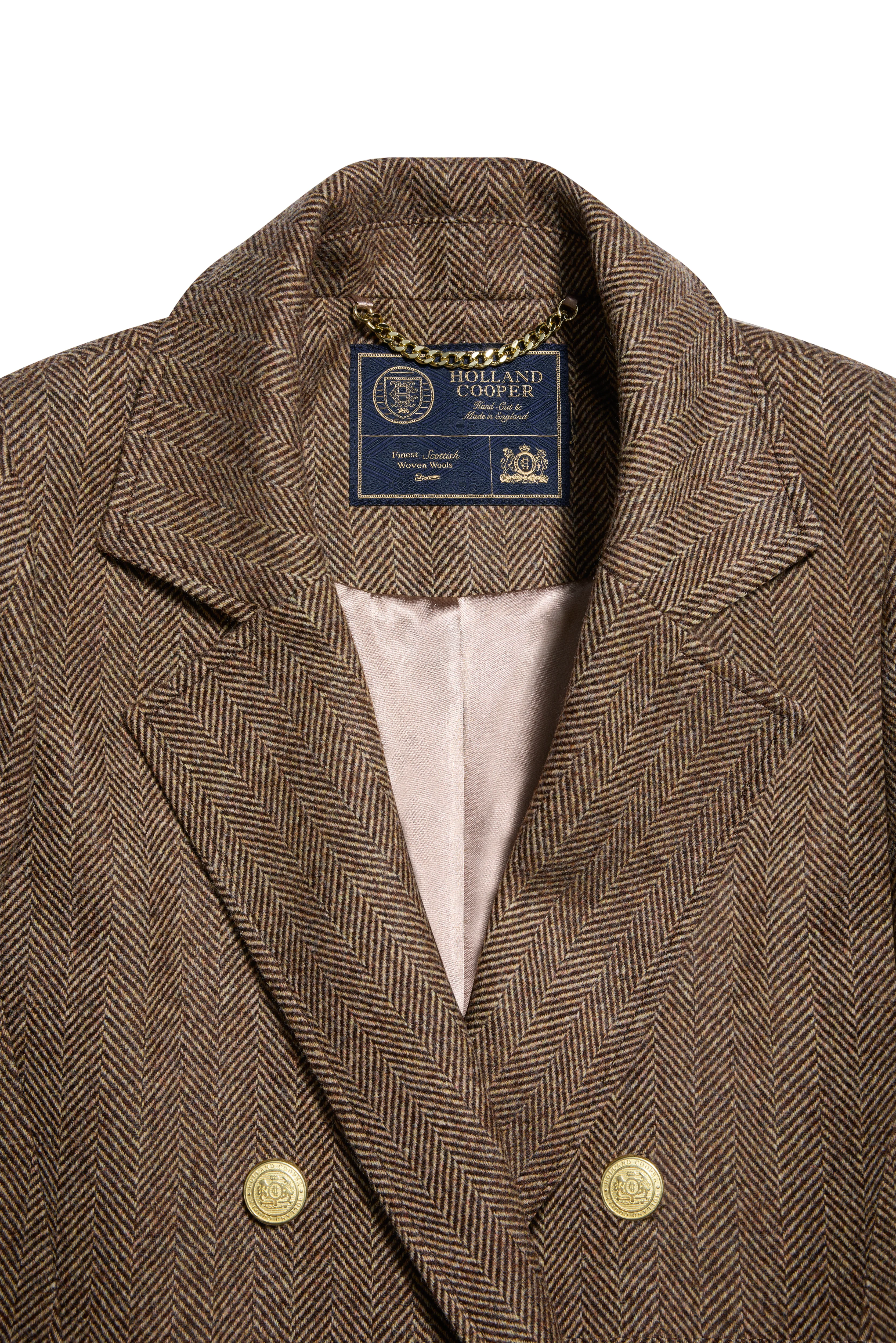 Double Breasted Coat (Large Scale Brown Herringbone) - Image 8
