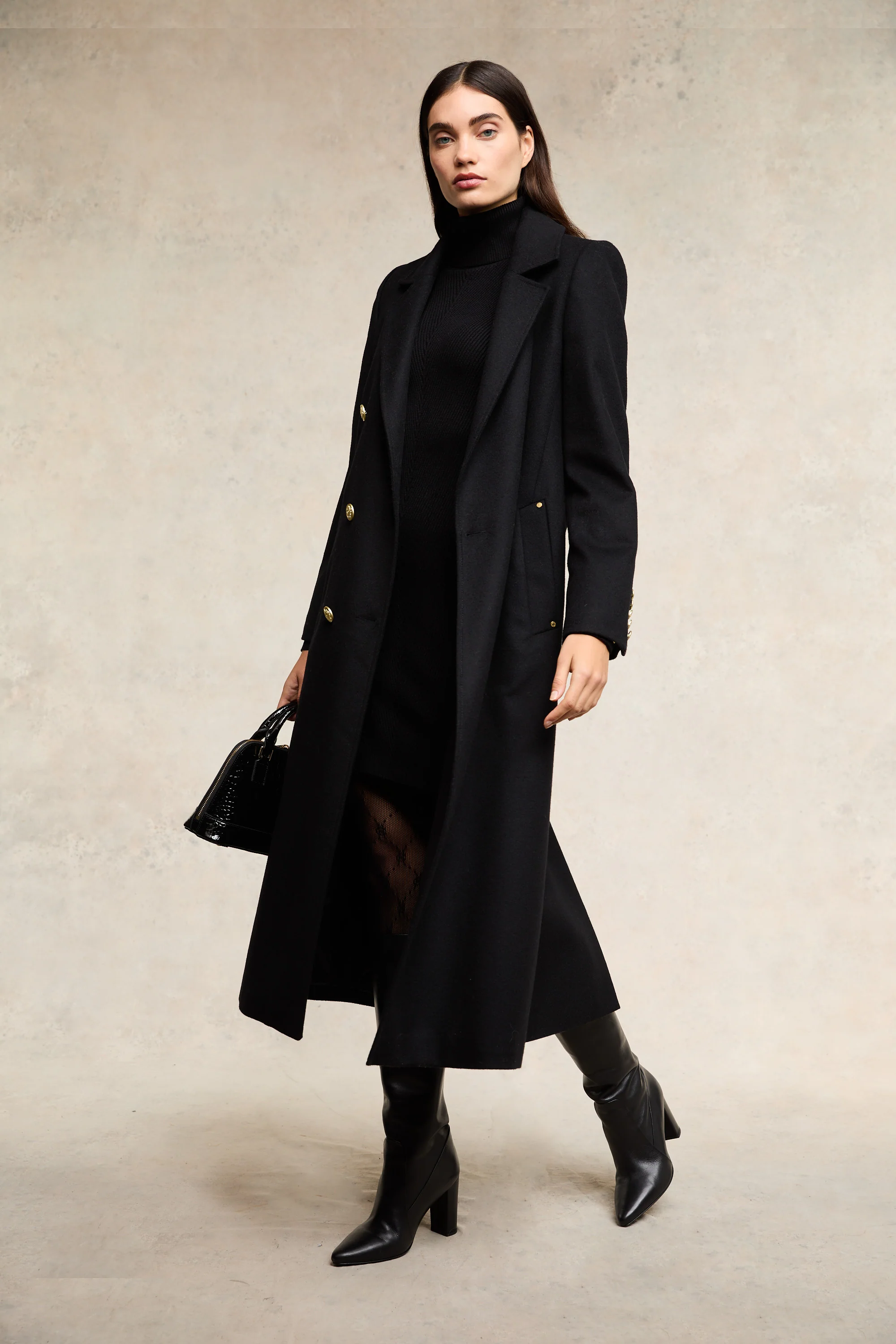 Double Breasted Coat (Soft Black) - Image 2