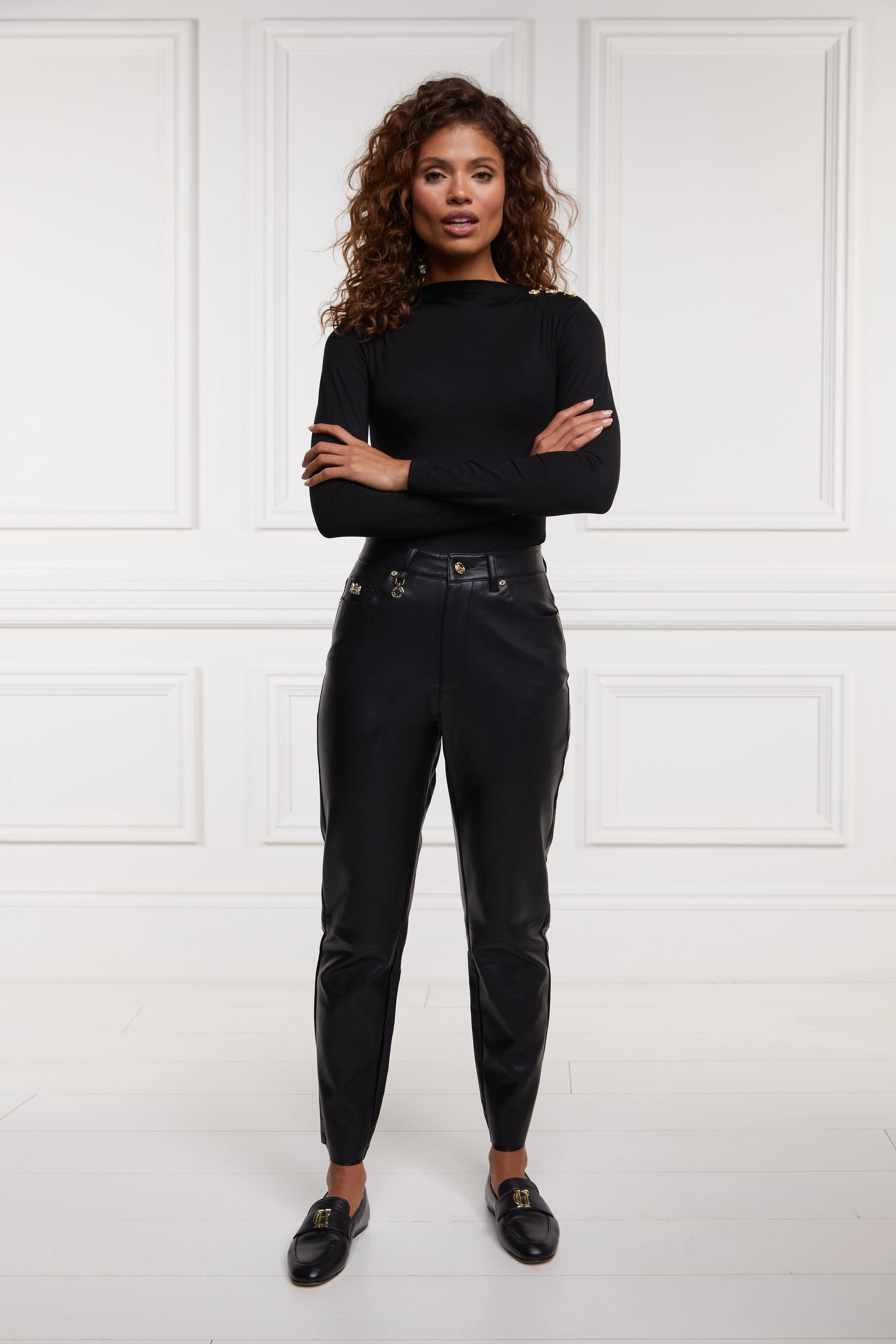 Dunwick Faux Leather Pant (Black) - Image 3
