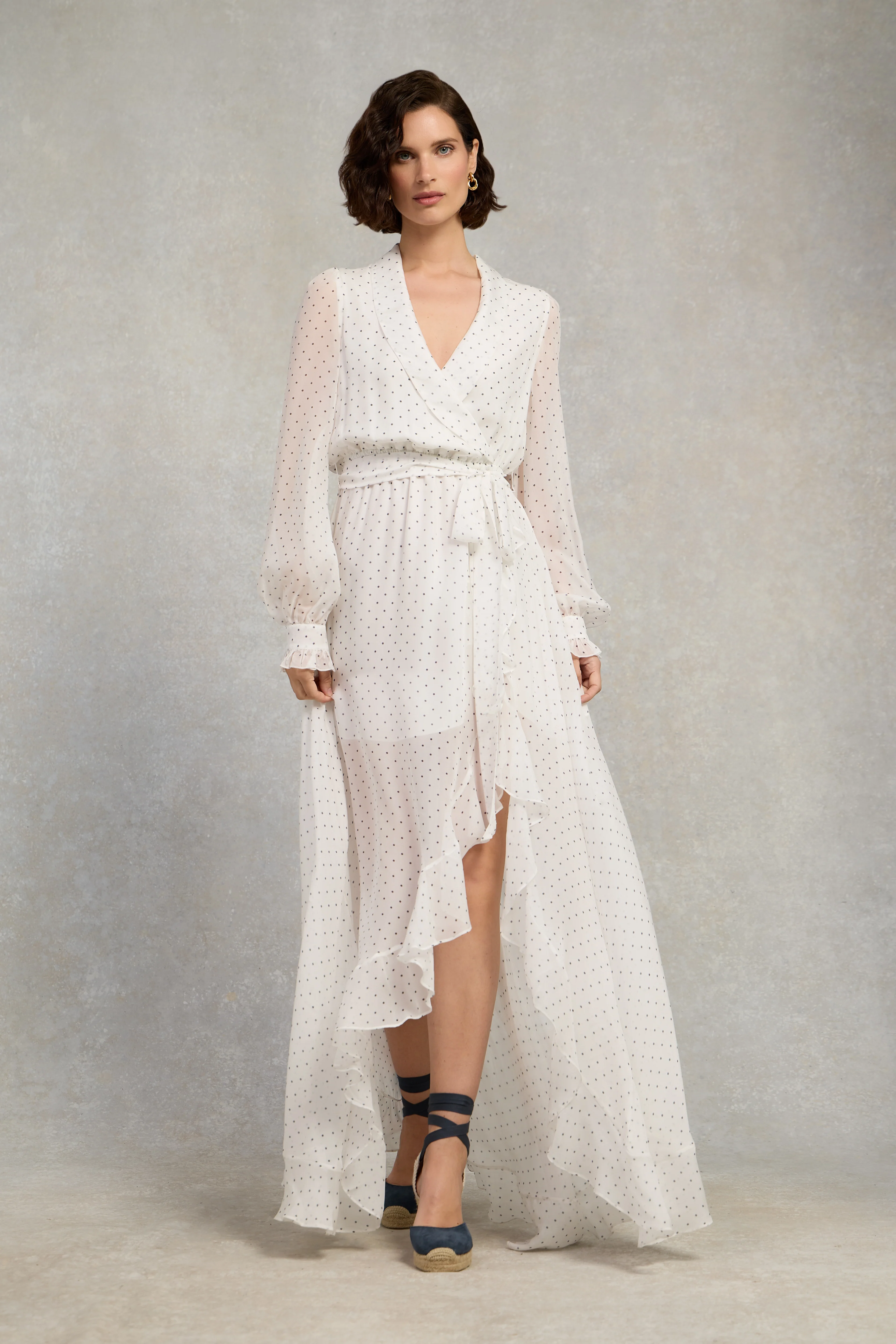 Ellisa Maxi Dress (Ecru Polka Dot)