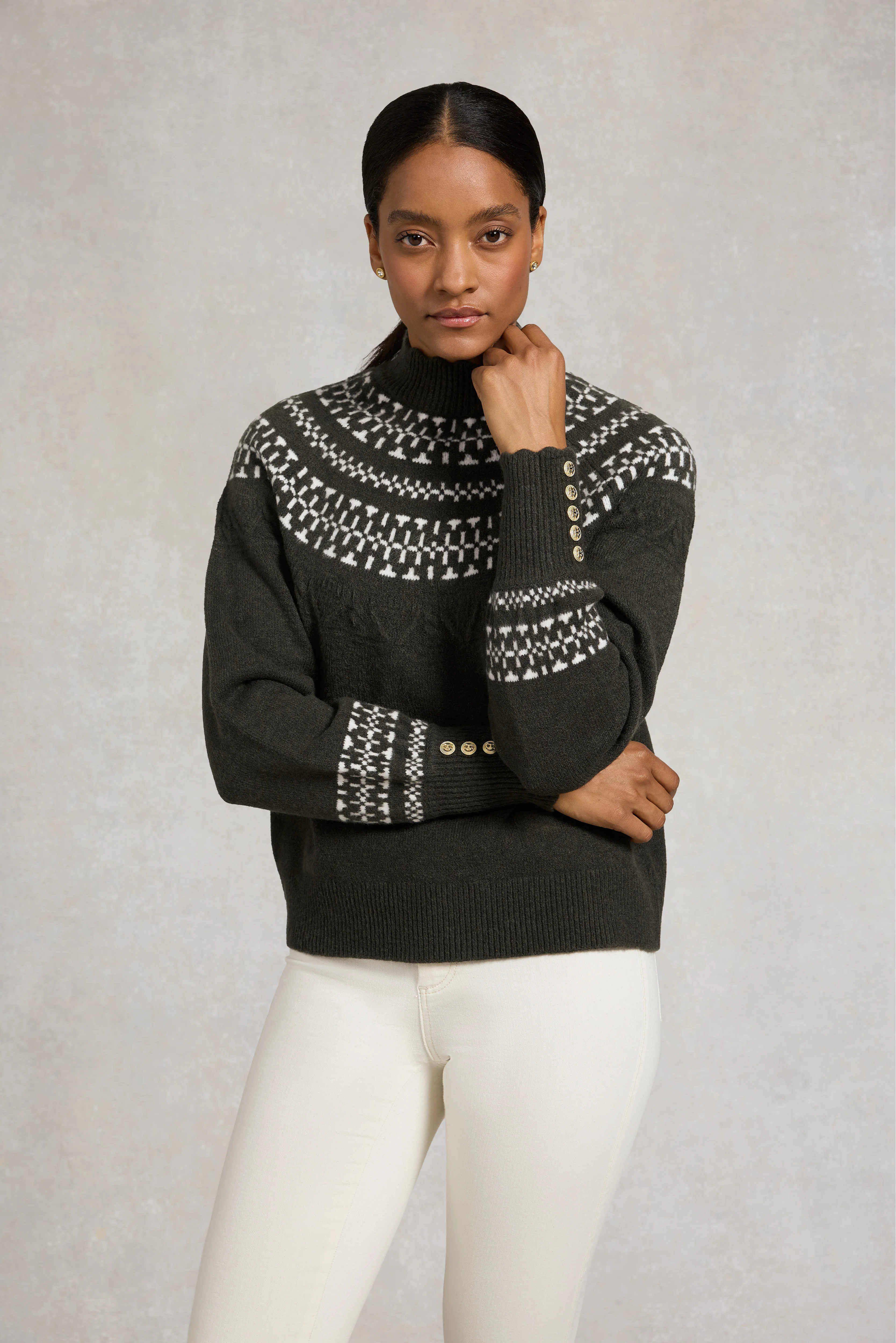 Elodie Roll Neck Knit (Forest Green) - Image 2