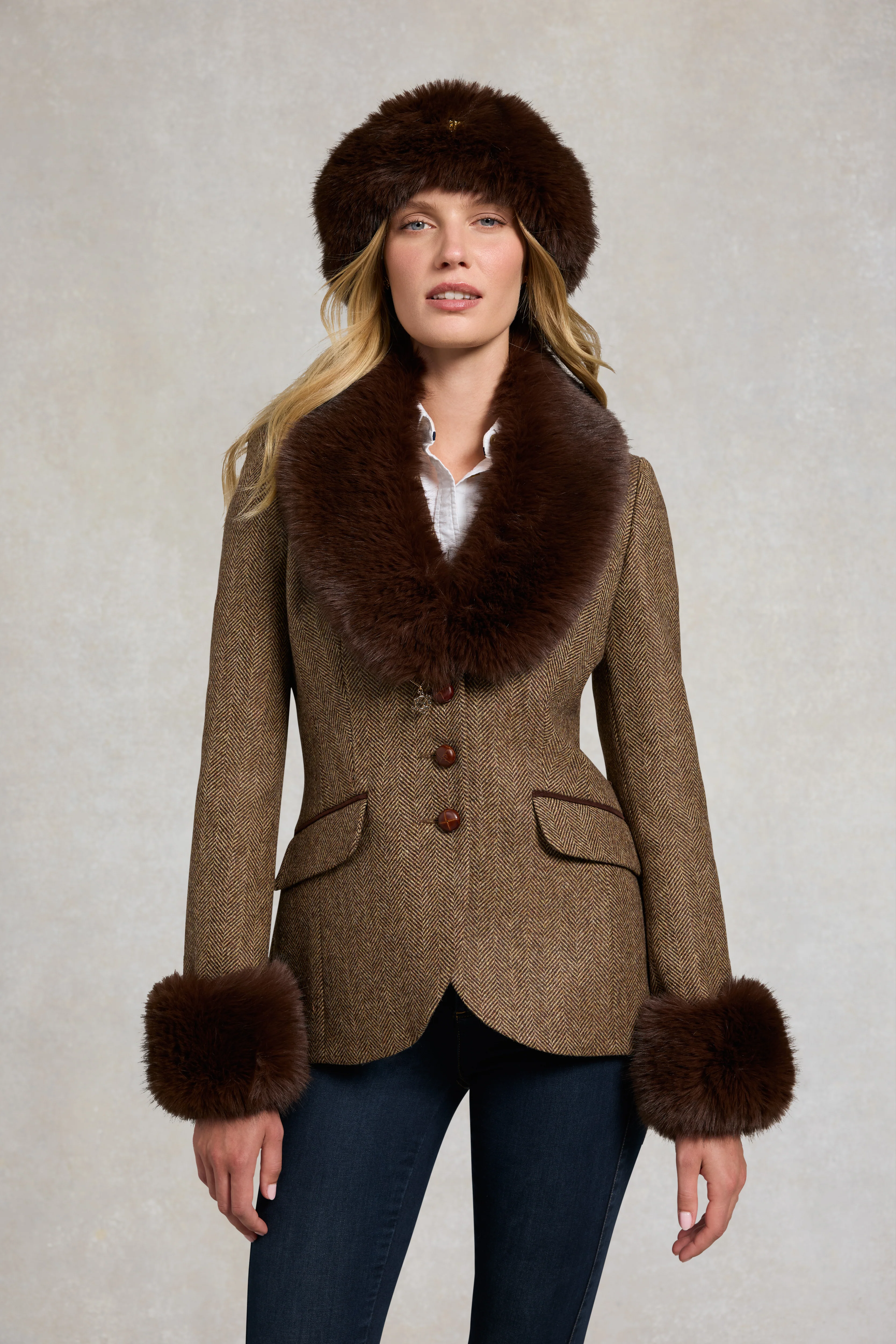 Faux Fur Headband (Chocolate) - Image 3