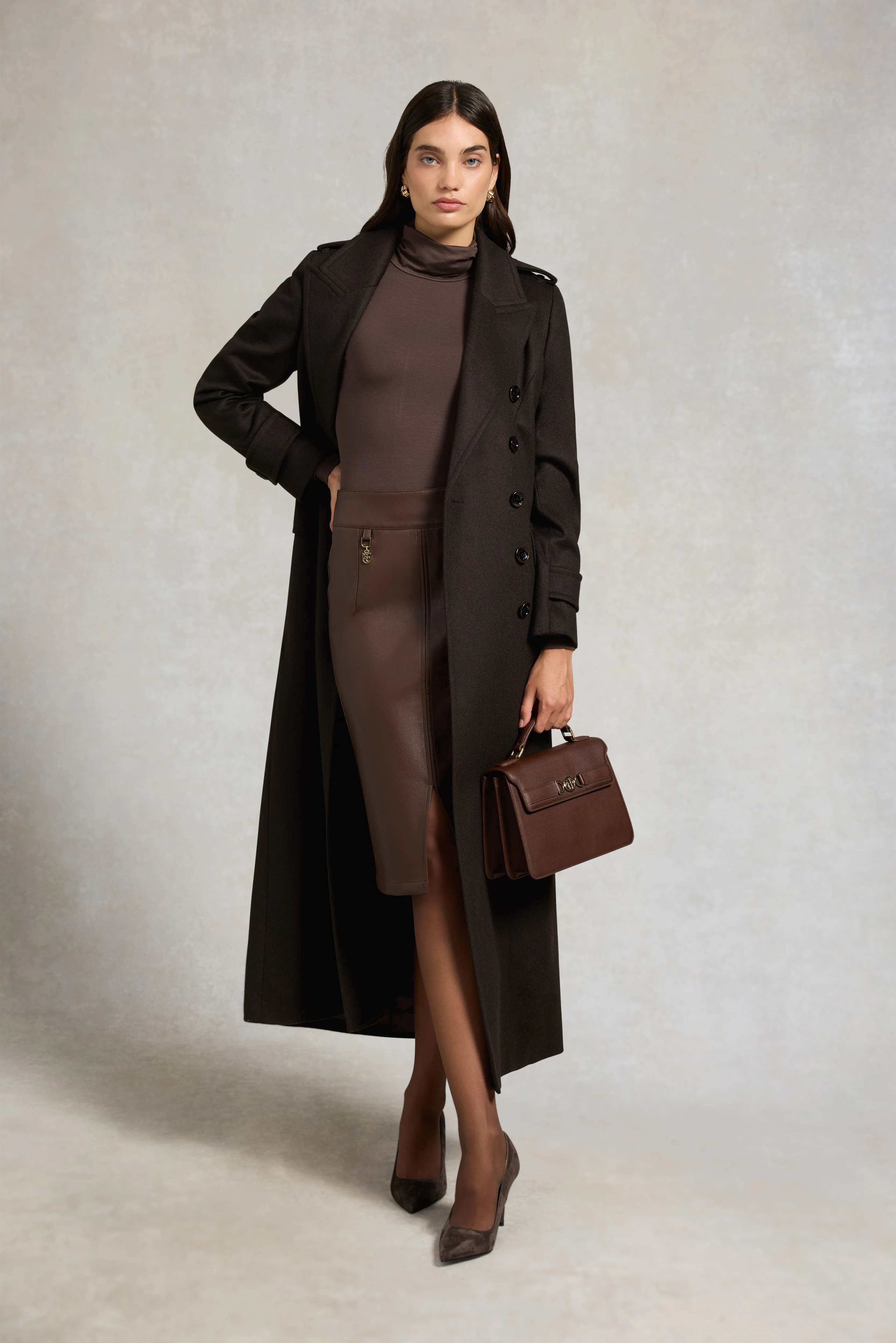 Faux Leather Mayfair Skirt (Espresso) - Image 3