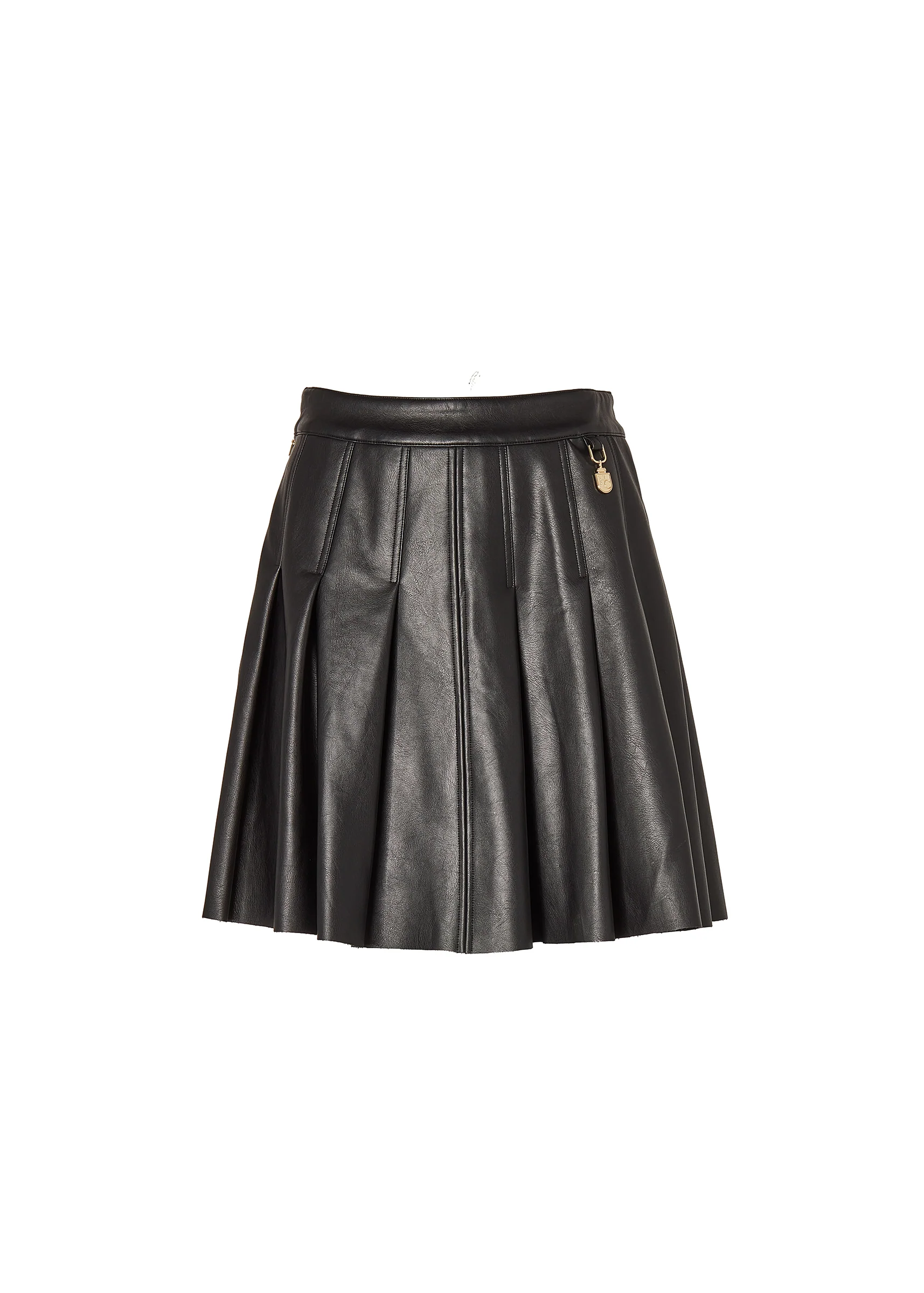 Faux Leather Pleated Mini Skirt (Black) - Image 7