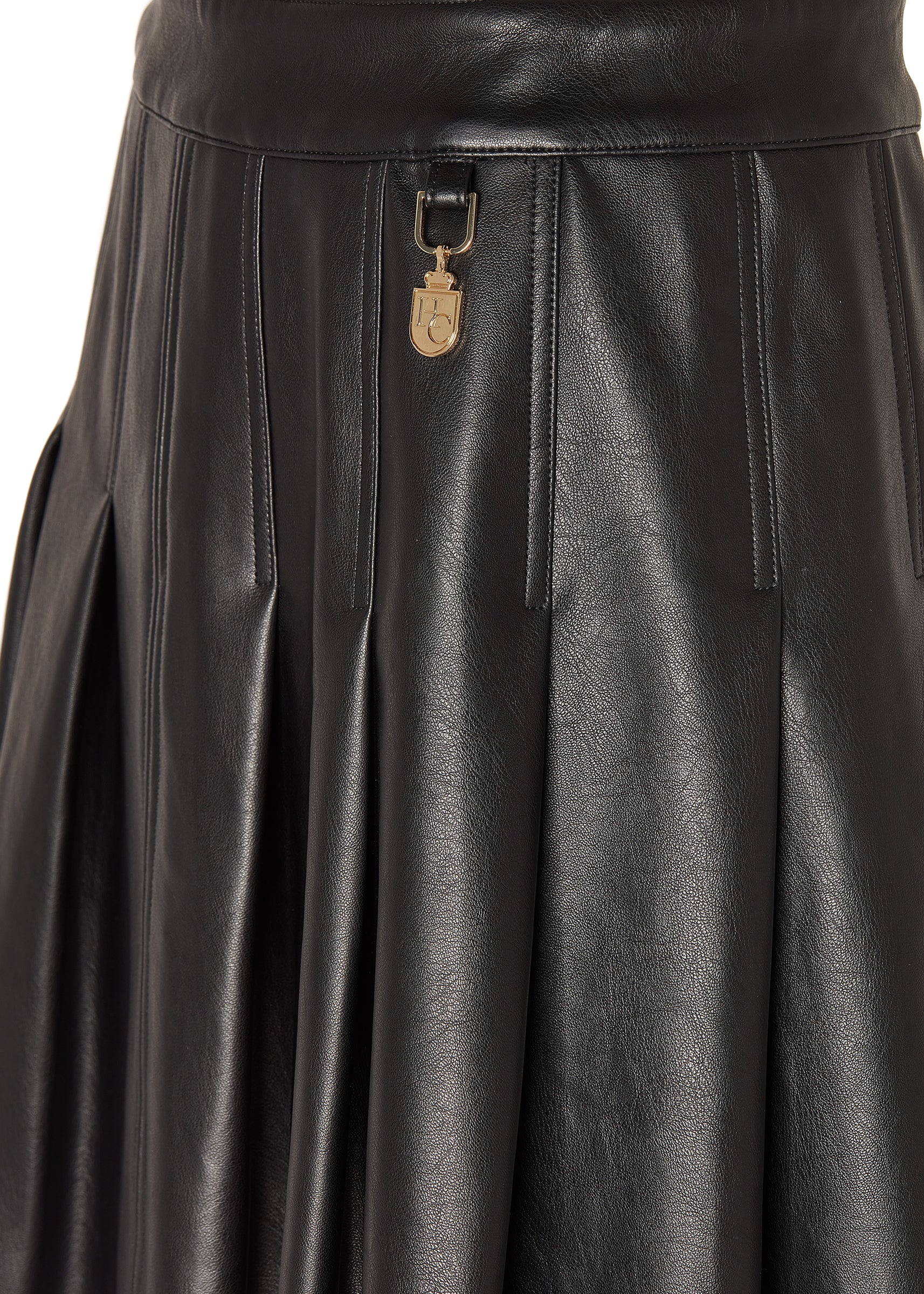 Faux Leather Pleated Mini Skirt (Black) - Image 8