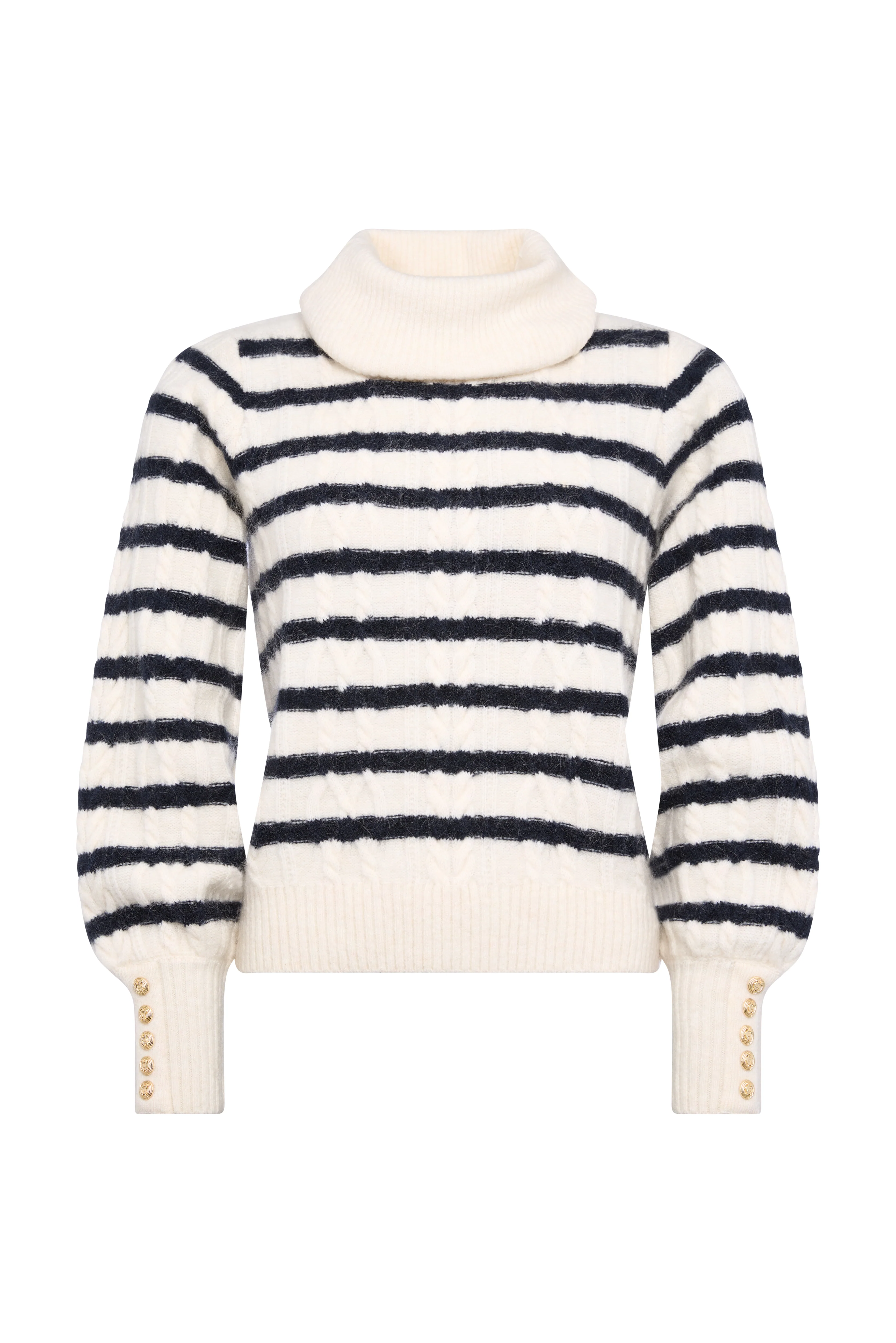 Frances Cowl Neck Knit (Natural Stripe) - Image 5