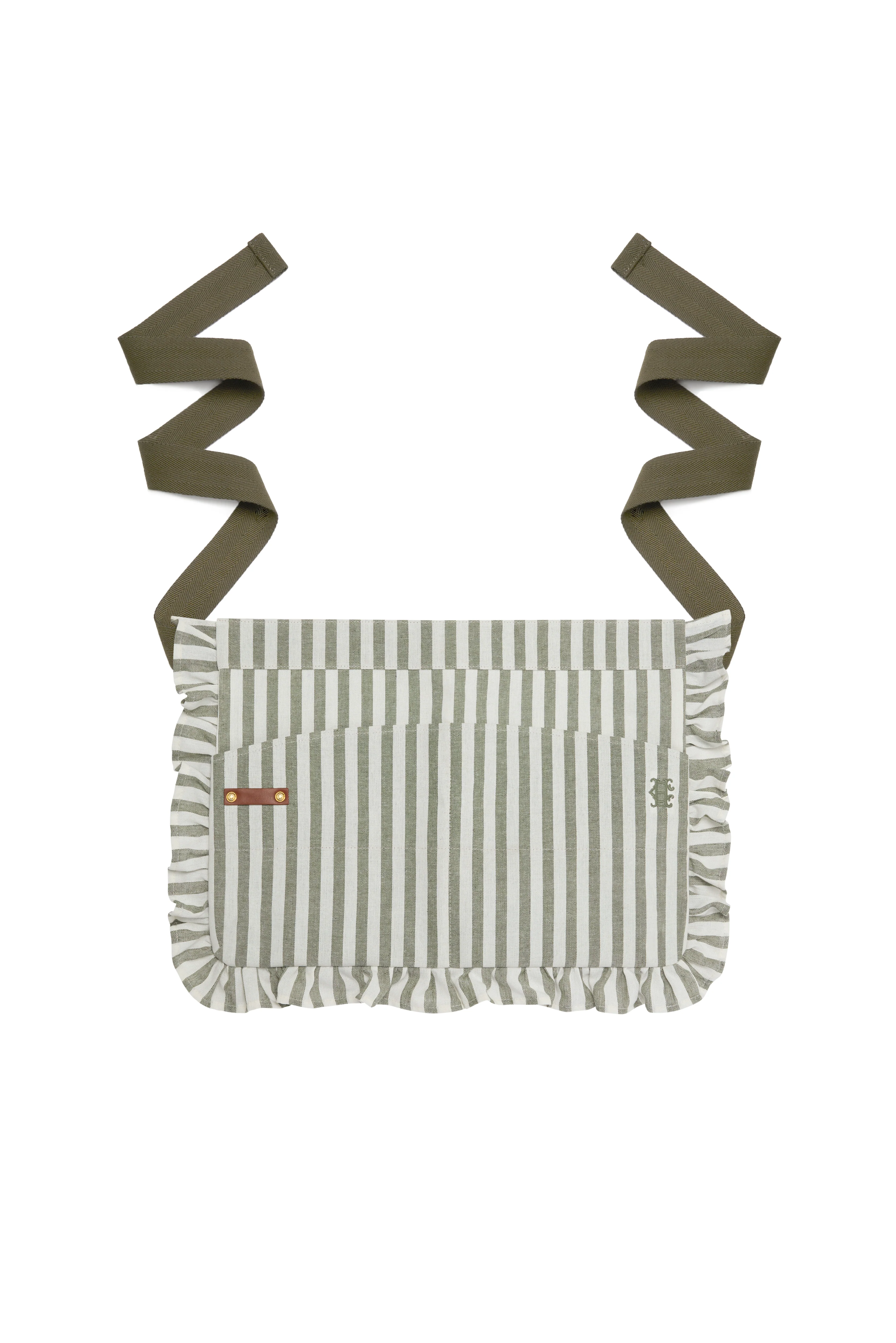 Frilled Half Gardening Apron (Green Stripe) - Image 2