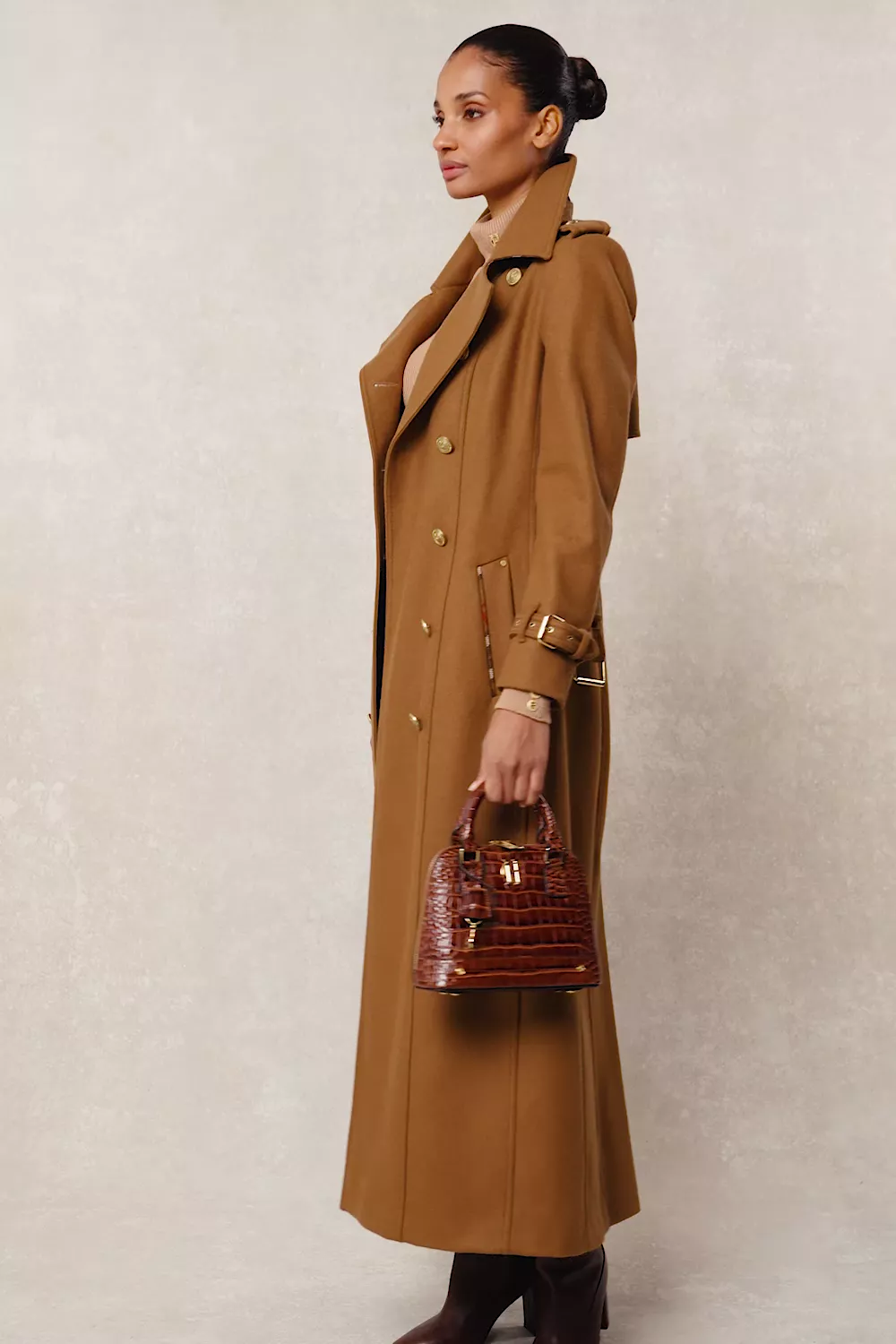 Full Length Chelsea Trench Coat (Dark Camel) - Image 5