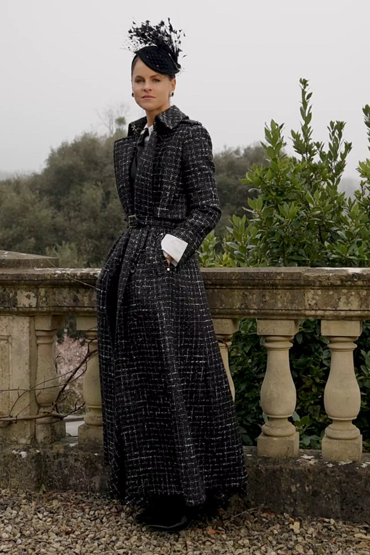 Full Length Cheltenham Trench Coat (Black & Silver Couture Tweed) - Image 5