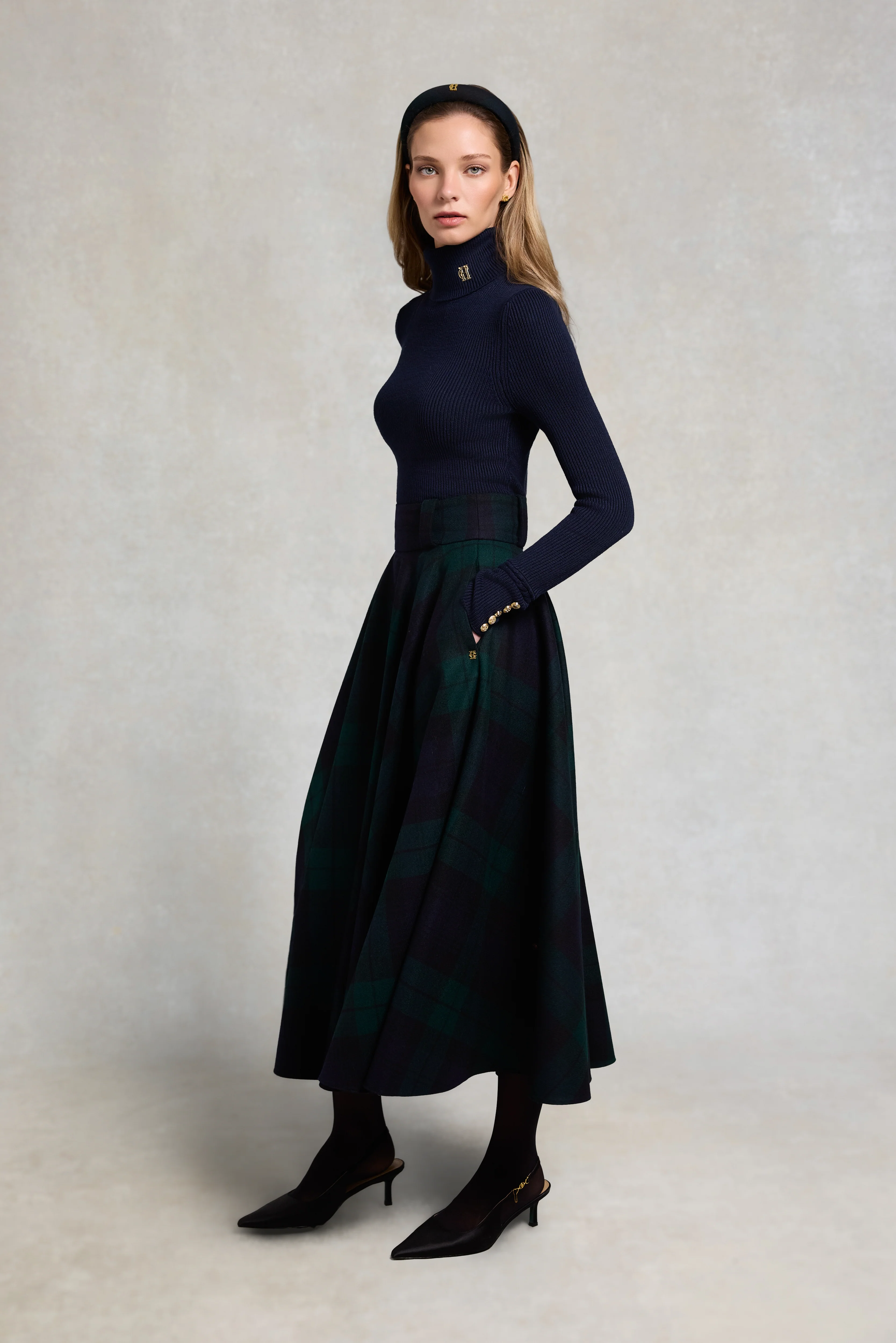 360 Maxi Tweed Circle Skirt (Blackwatch) - Image 3