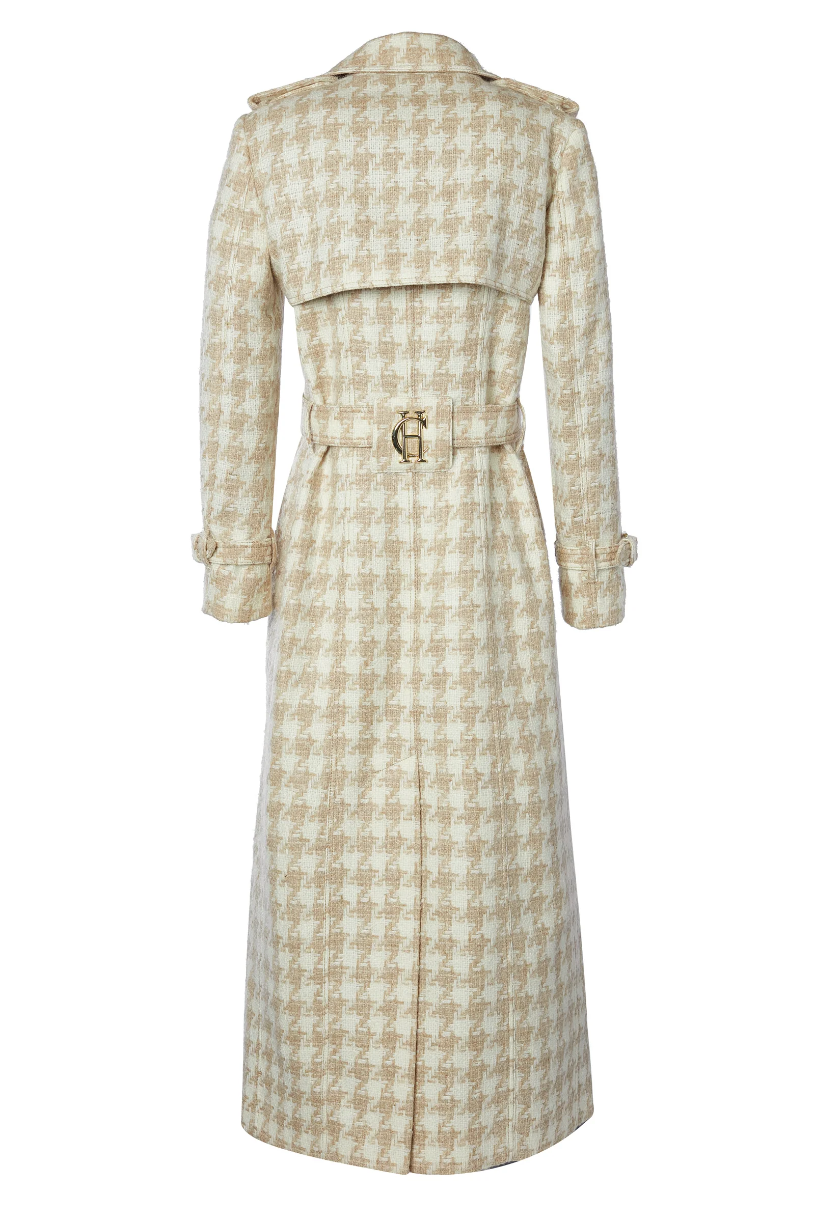 Full Length Marlborough Trench Coat (Camel Houndstooth) - Image 9