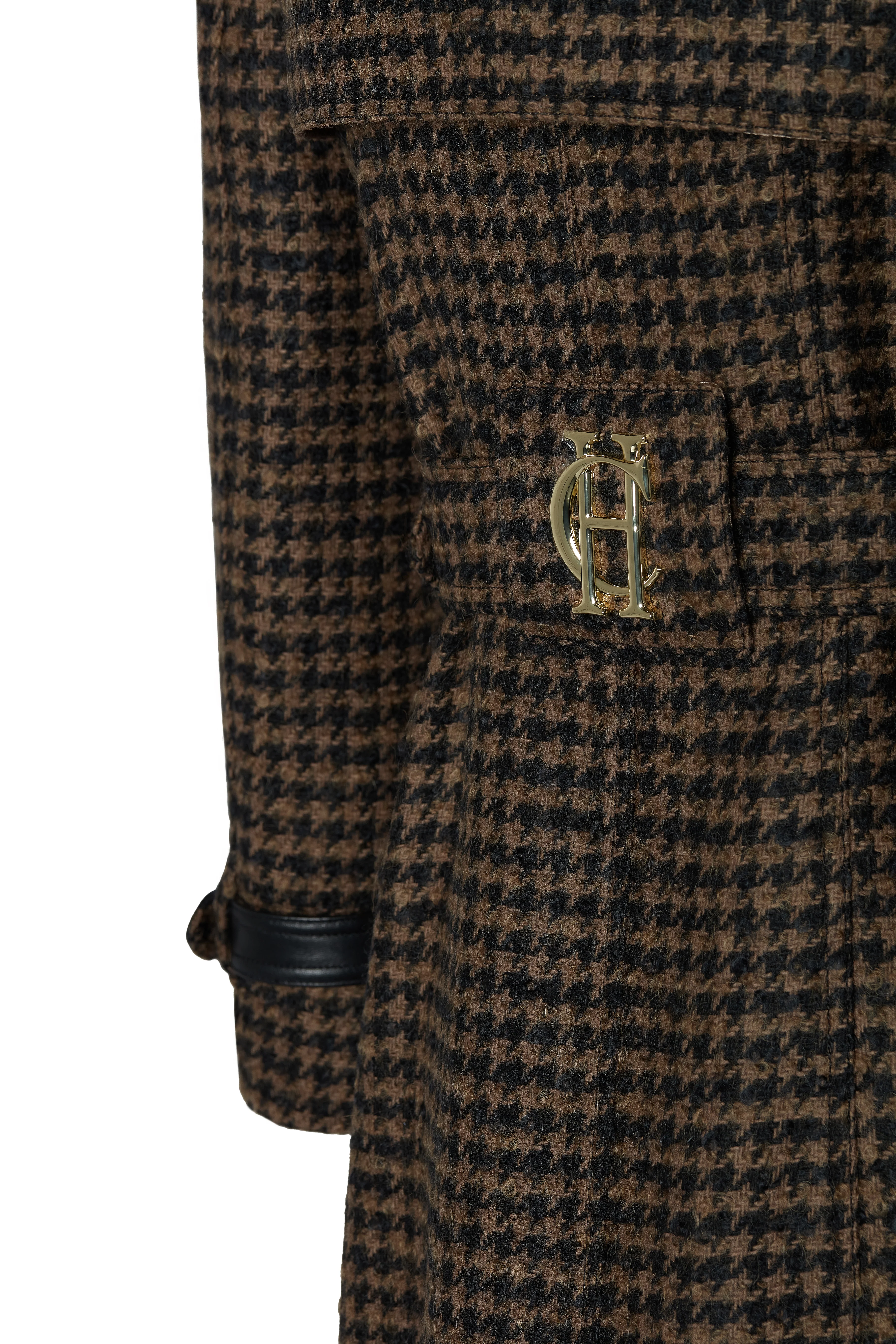 Full Length Marlborough Trench Coat (Chocolate Houndstooth) - Image 11