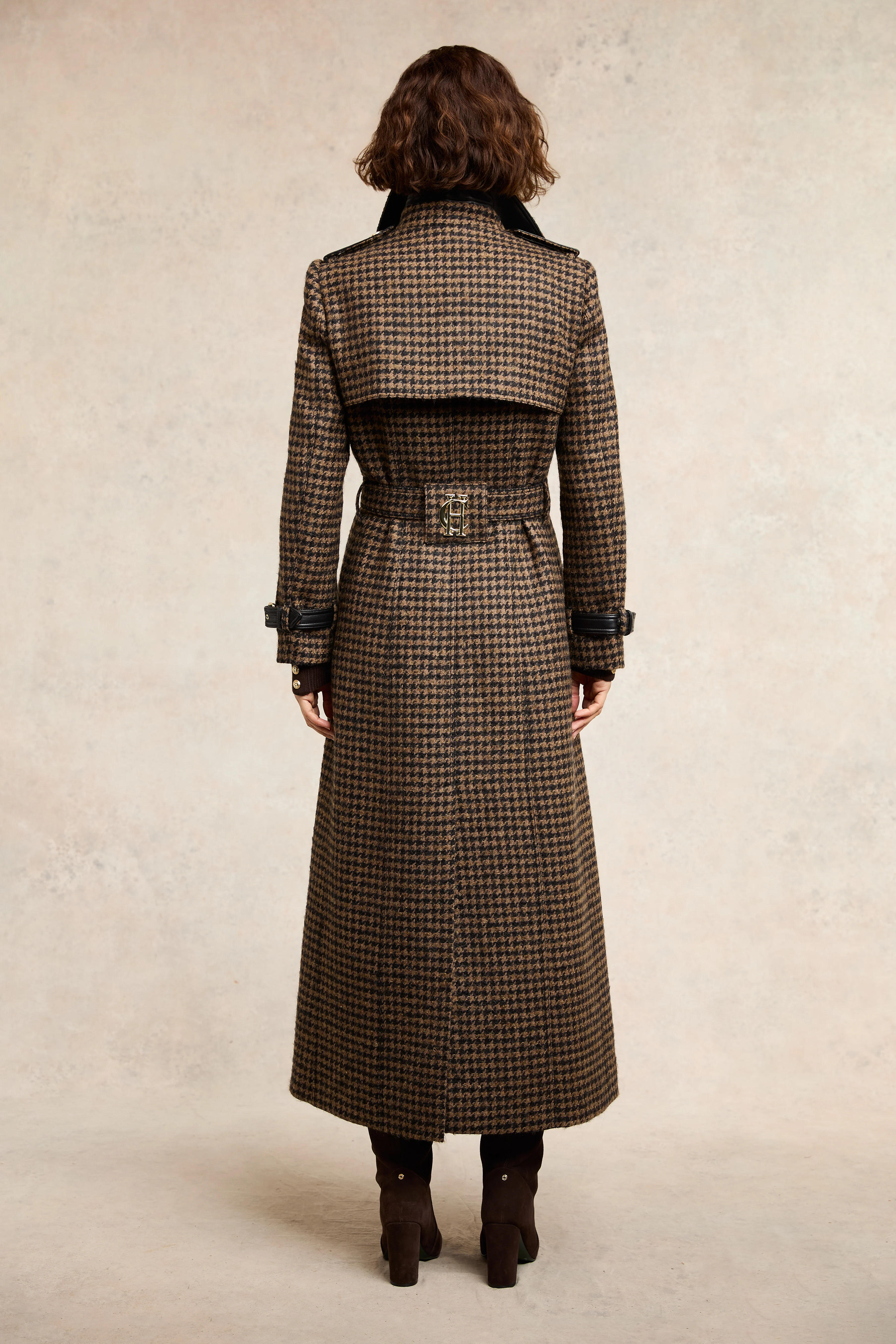 Full Length Marlborough Trench Coat (Chocolate Houndstooth) - Image 7