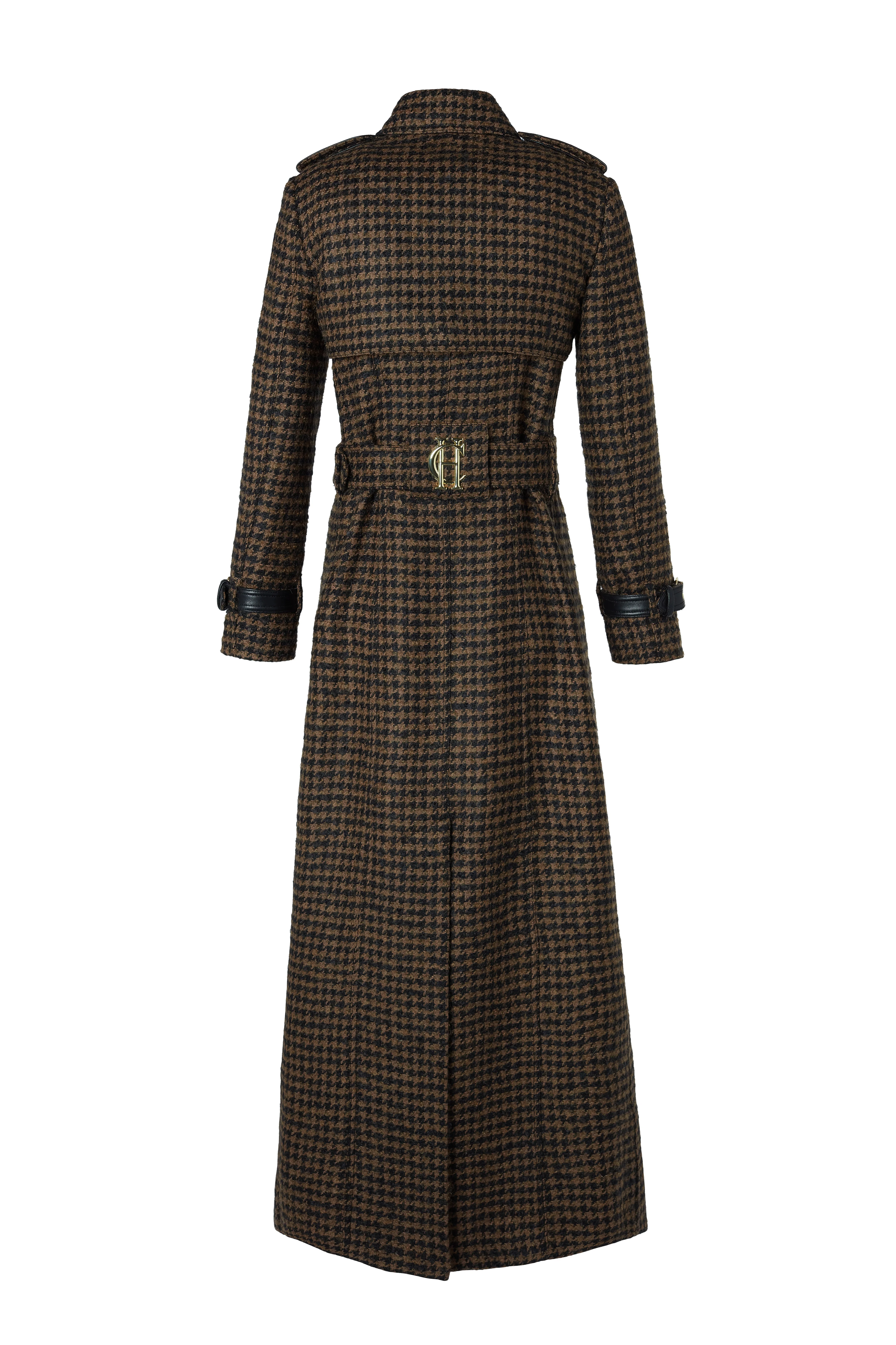 Full Length Marlborough Trench Coat (Chocolate Houndstooth) - Image 8