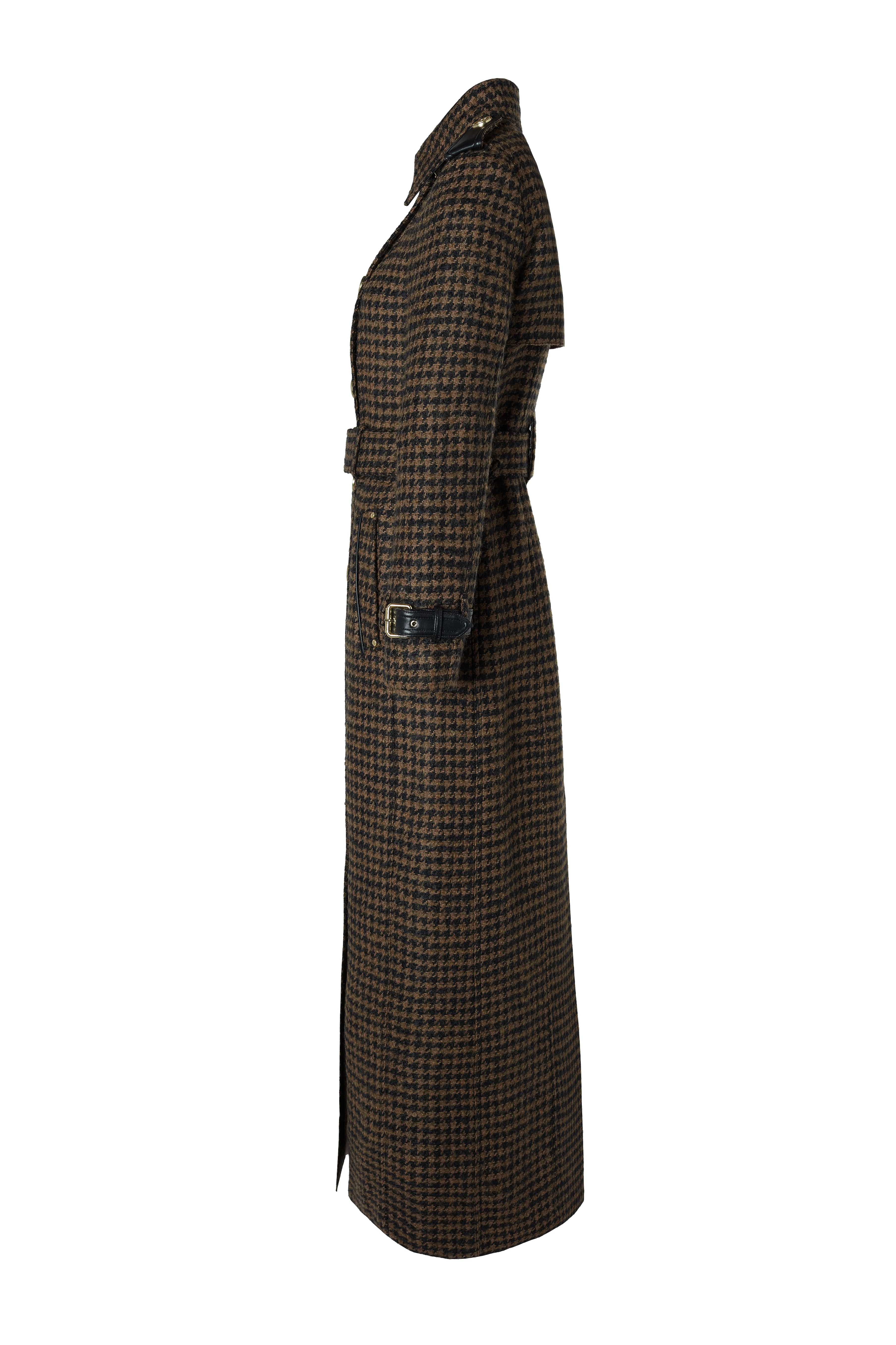 Full Length Marlborough Trench Coat (Chocolate Houndstooth) - Image 9