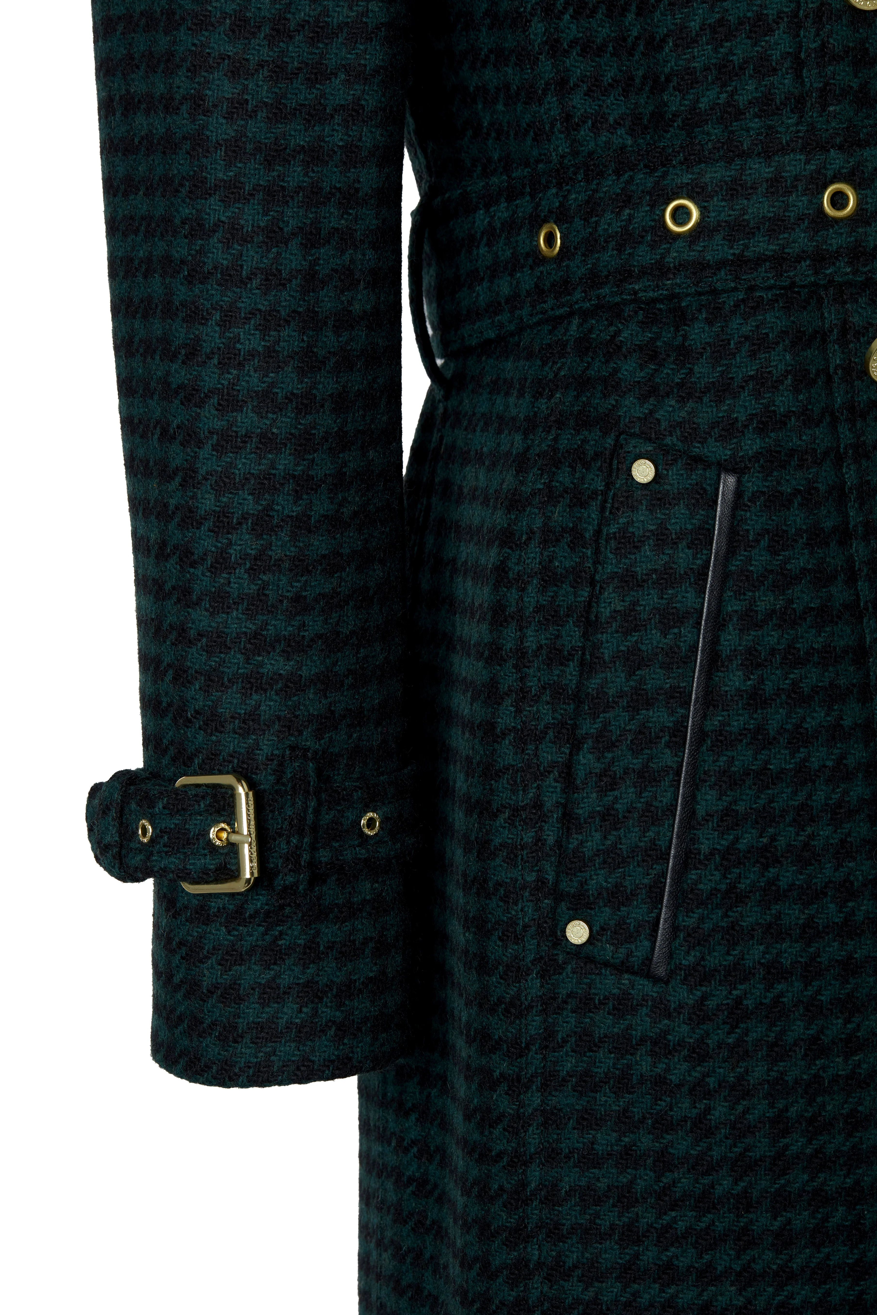 Full Length Marlborough Trench Coat (Emerald Houndstooth) - Image 15