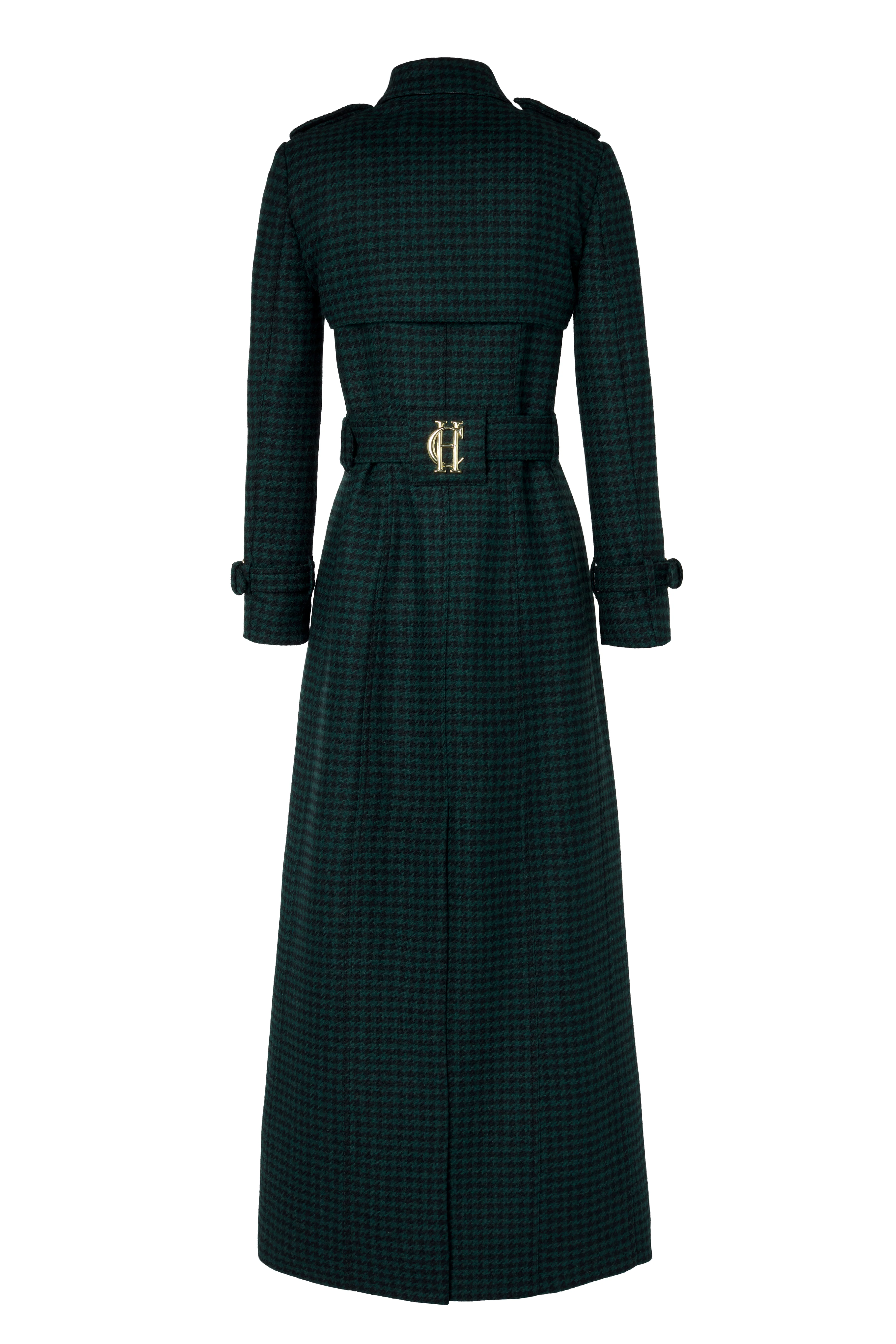 Full Length Marlborough Trench Coat (Emerald Houndstooth) - Image 7