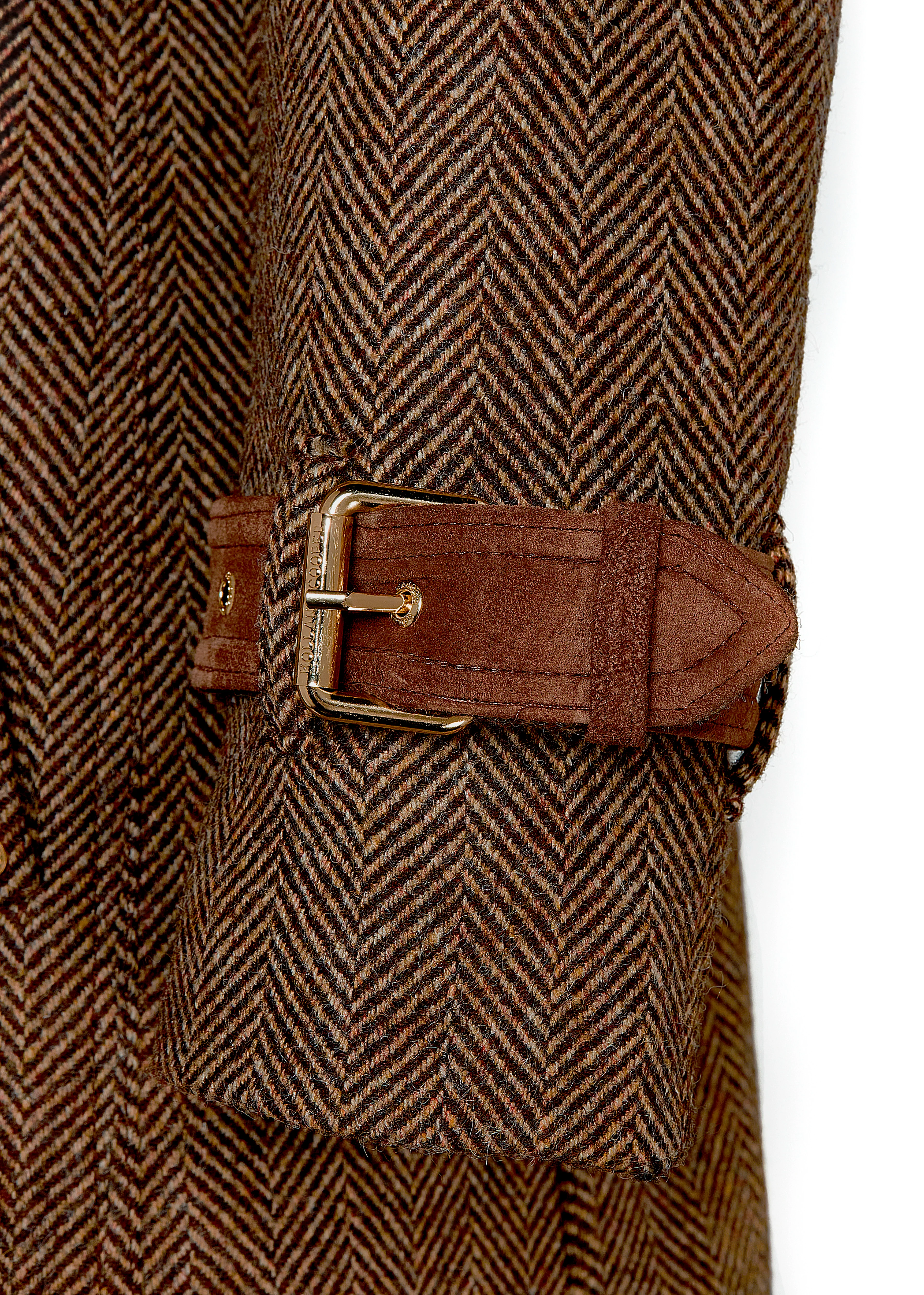 Full Length Marlborough Trench Coat (Large Scale Brown Herringbone) - Image 6