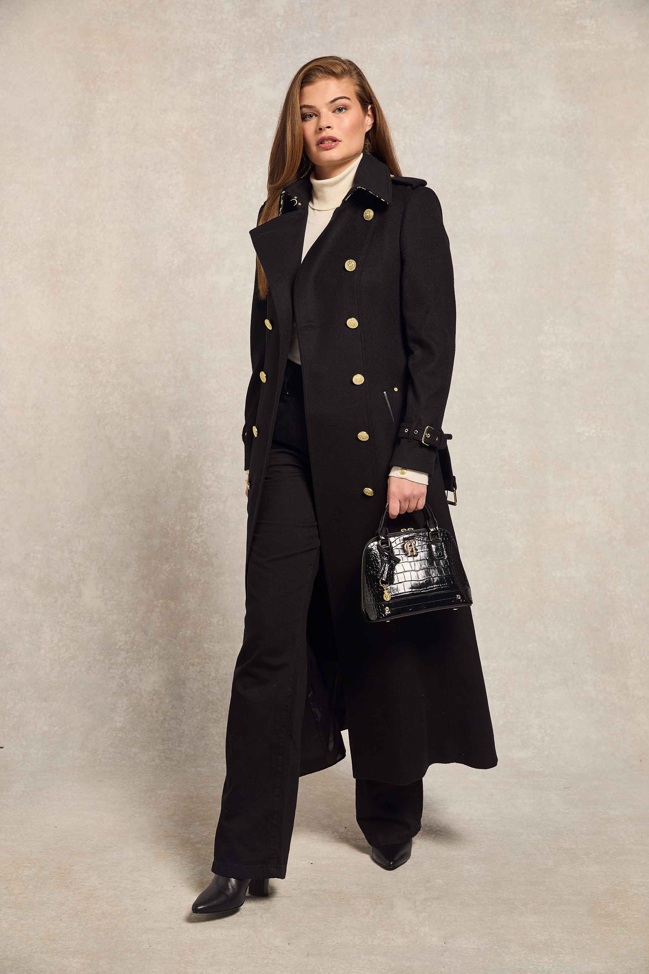 Full Length Marlborough Trench Coat (Soft Black) - Image 4