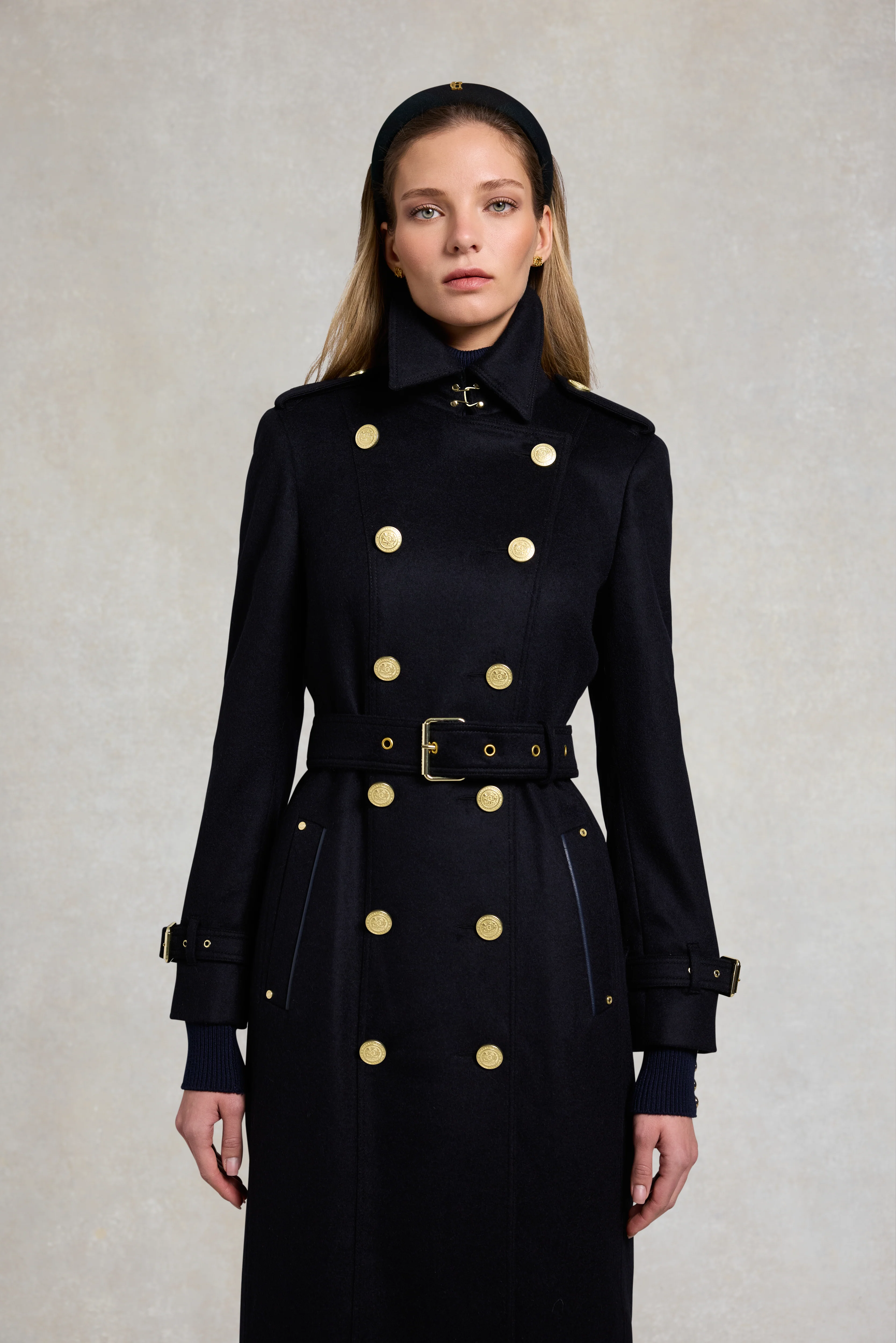 Full Length Marlborough Trench Coat (Soft Navy) - Image 2