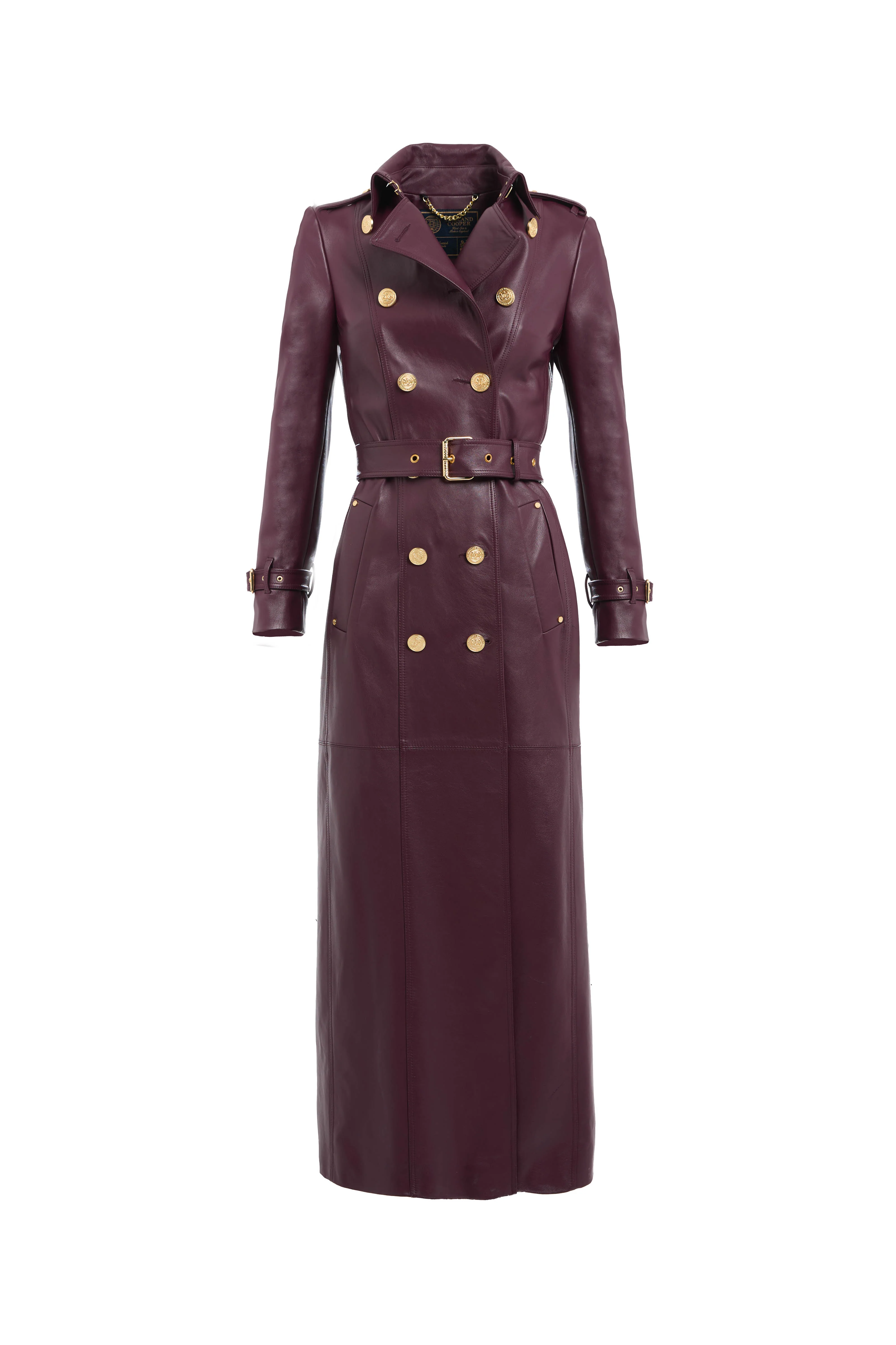 Full Length Marlborough Trench Coat (Valencia Leather Oxblood) - Image 8