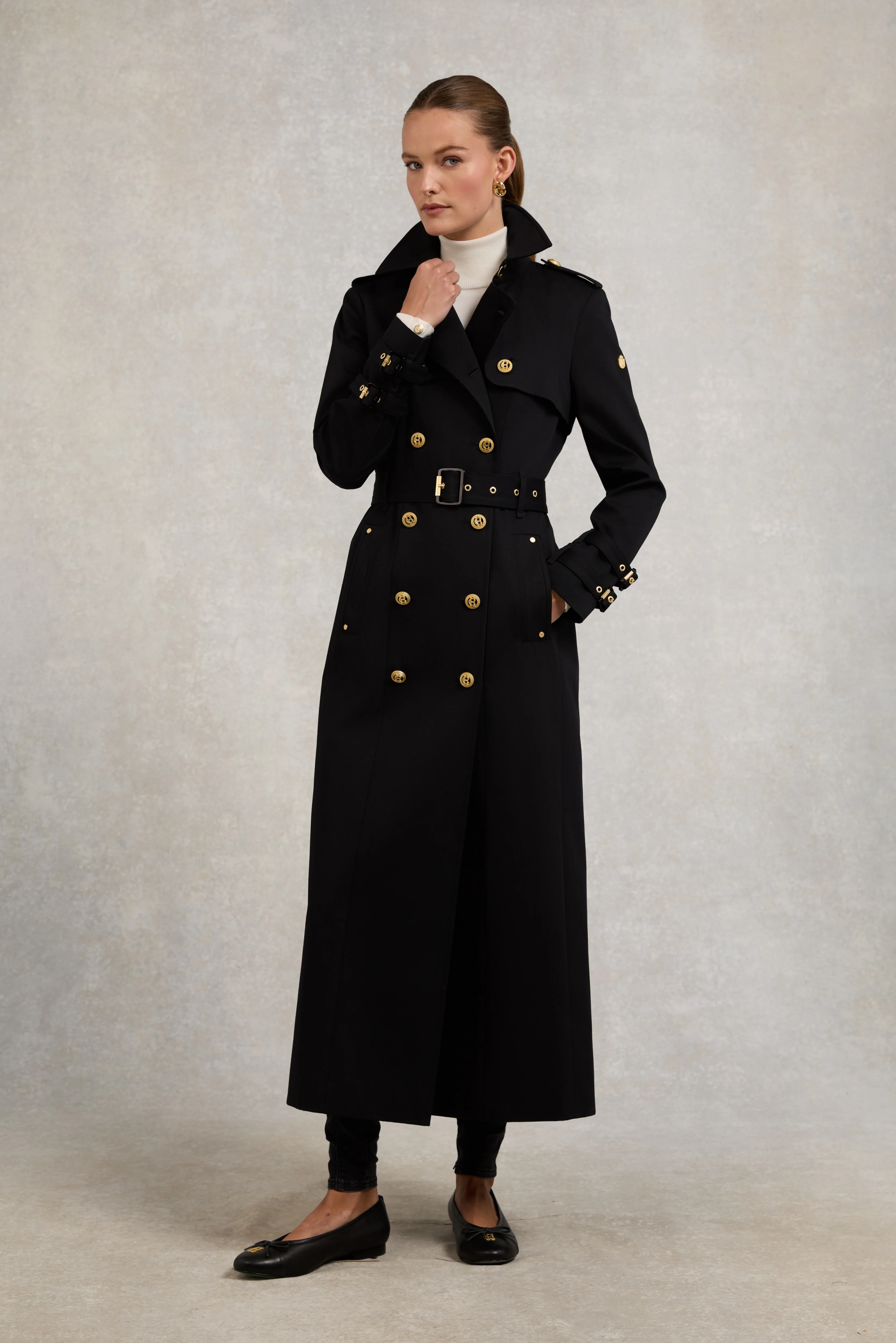 Gatcombe Full Length Trench Coat (Black) - Image 2
