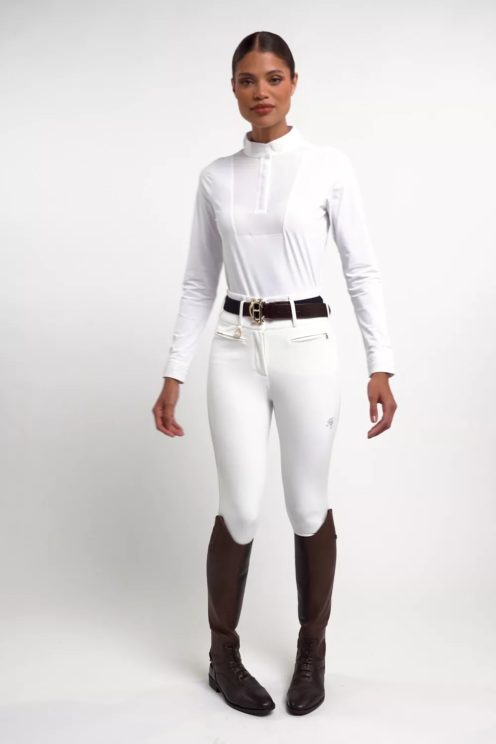 Gatcombe Long Sleeve Show Shirt (White) - Image 5