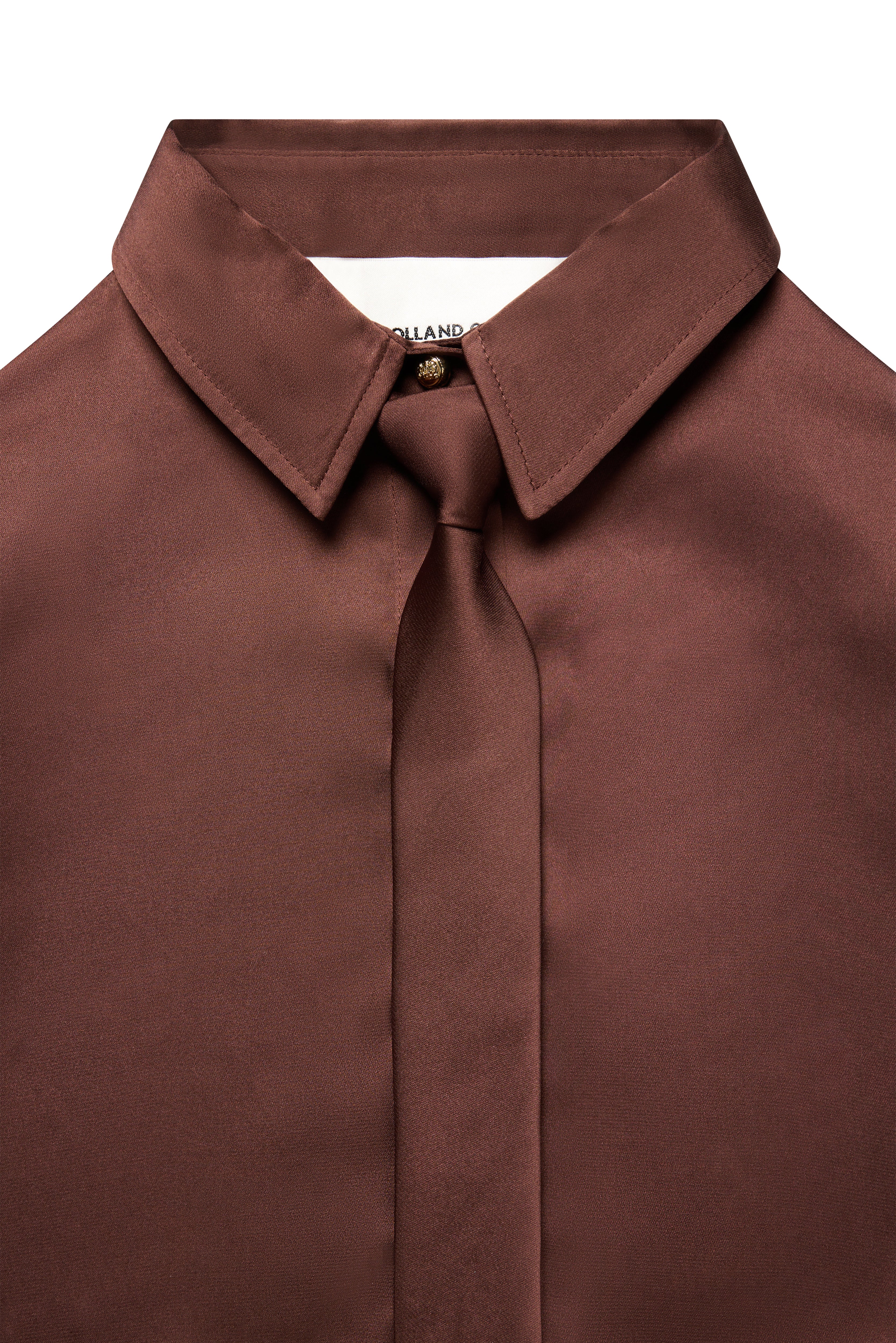 Georgina Satin Shirt (Chocolate) - Image 10