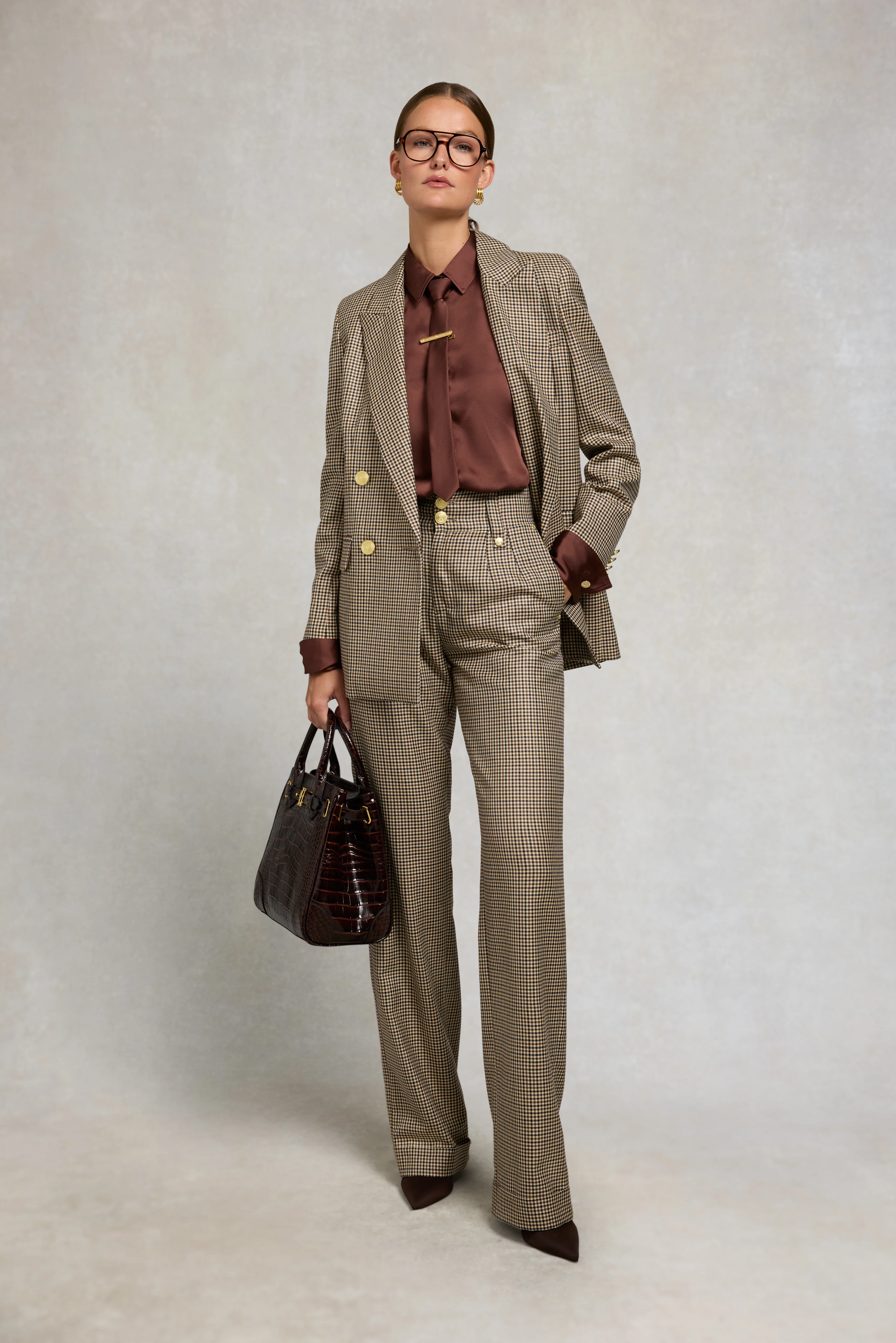 Georgina Satin Shirt (Chocolate) - Image 4