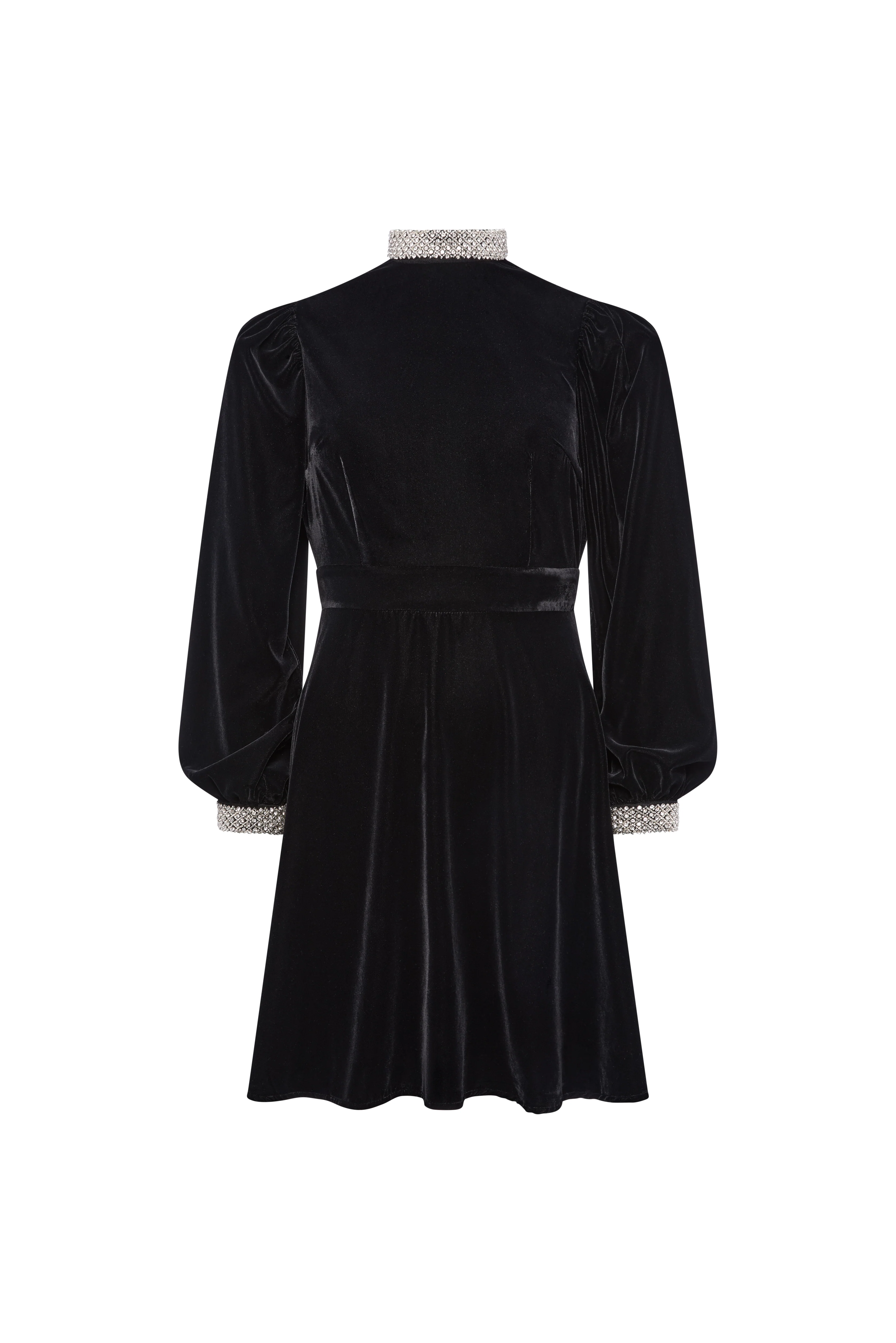 Gracie Velvet Mini Dress (Black) - Image 7