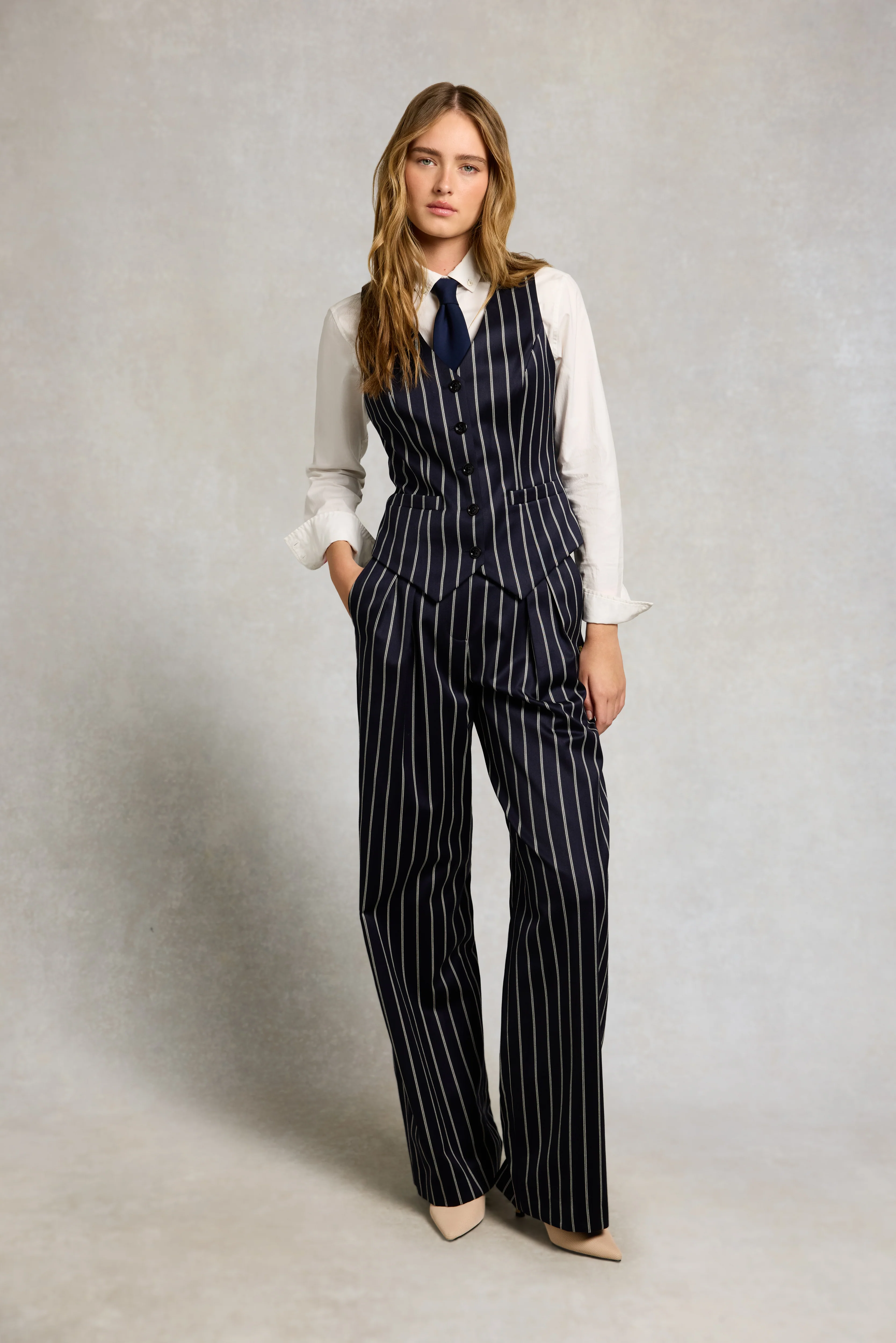 Hampton Waistcoat (Ink Navy Wide Stripe) - Image 5