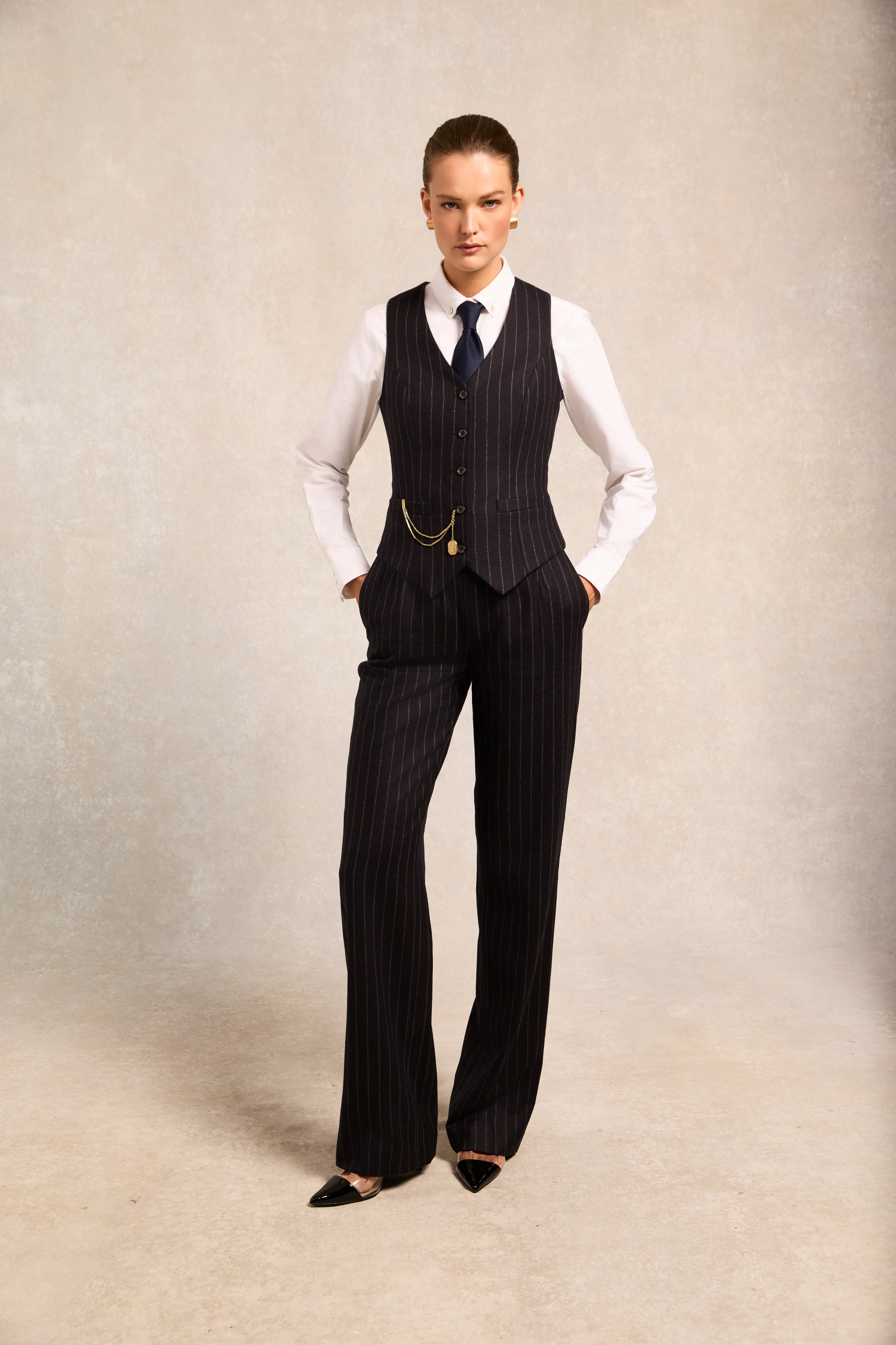 Hampton Waistcoat (Navy Chalk Pinstripe) - Image 7
