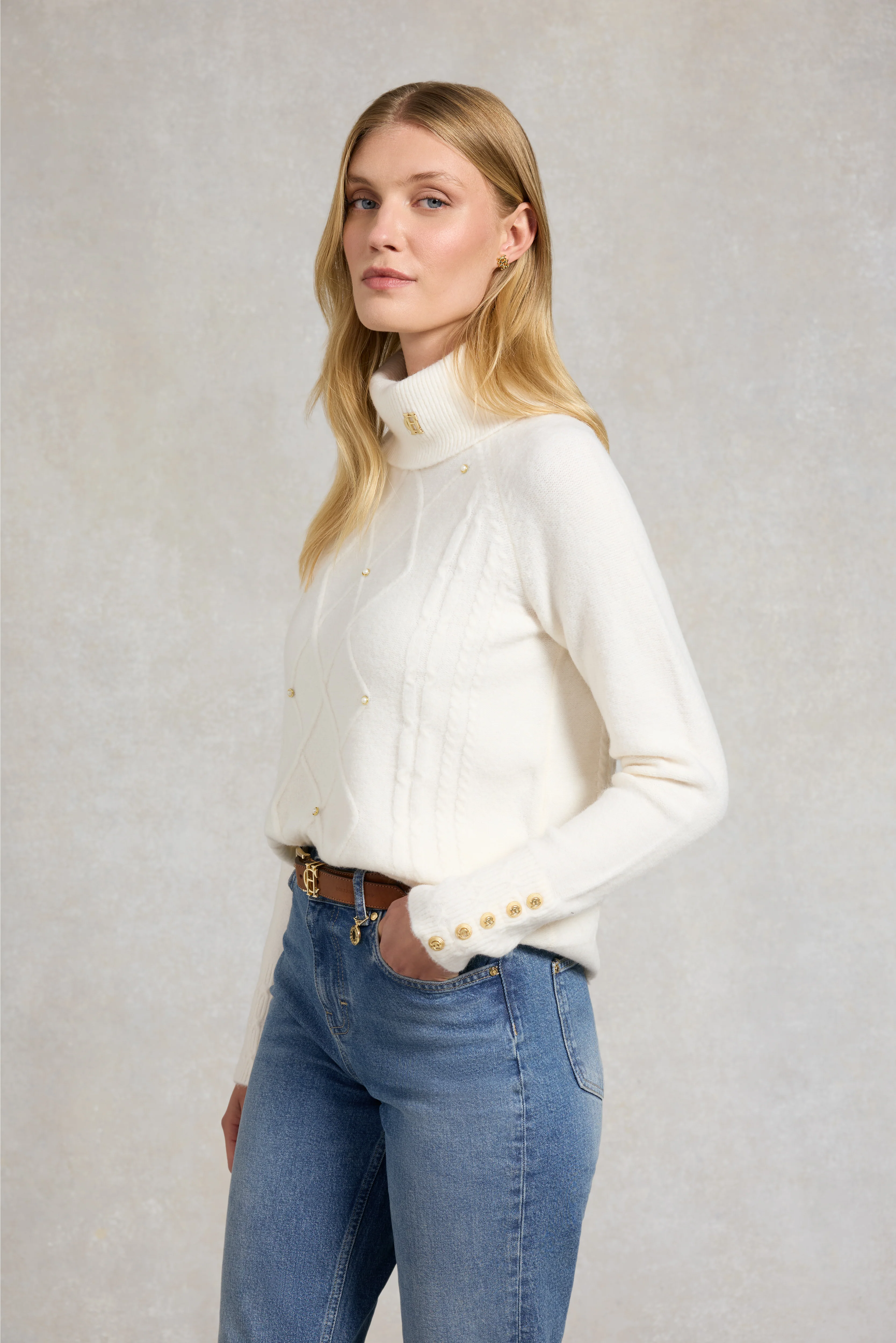 Harlow Roll Neck Knit (Ecru) - Image 2