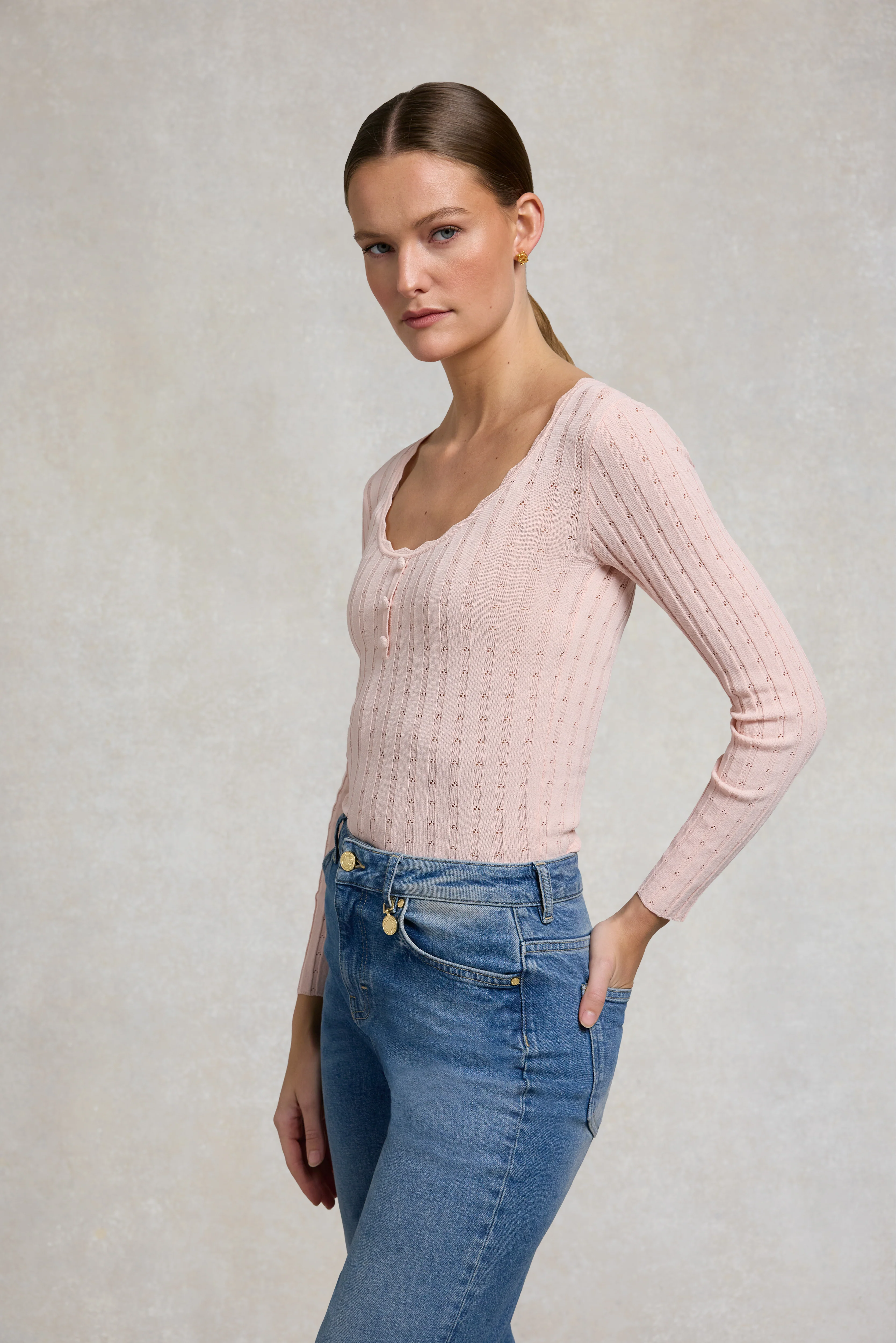 Helen Knitted Longsleeve Top (Pink)