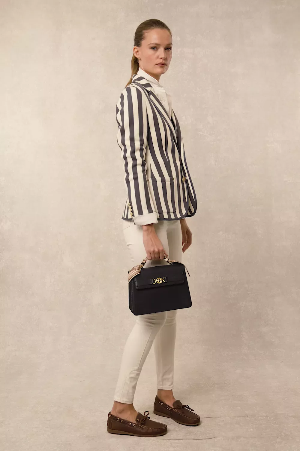 Henley Blazer (Dusty Navy Stripe) - Image 5
