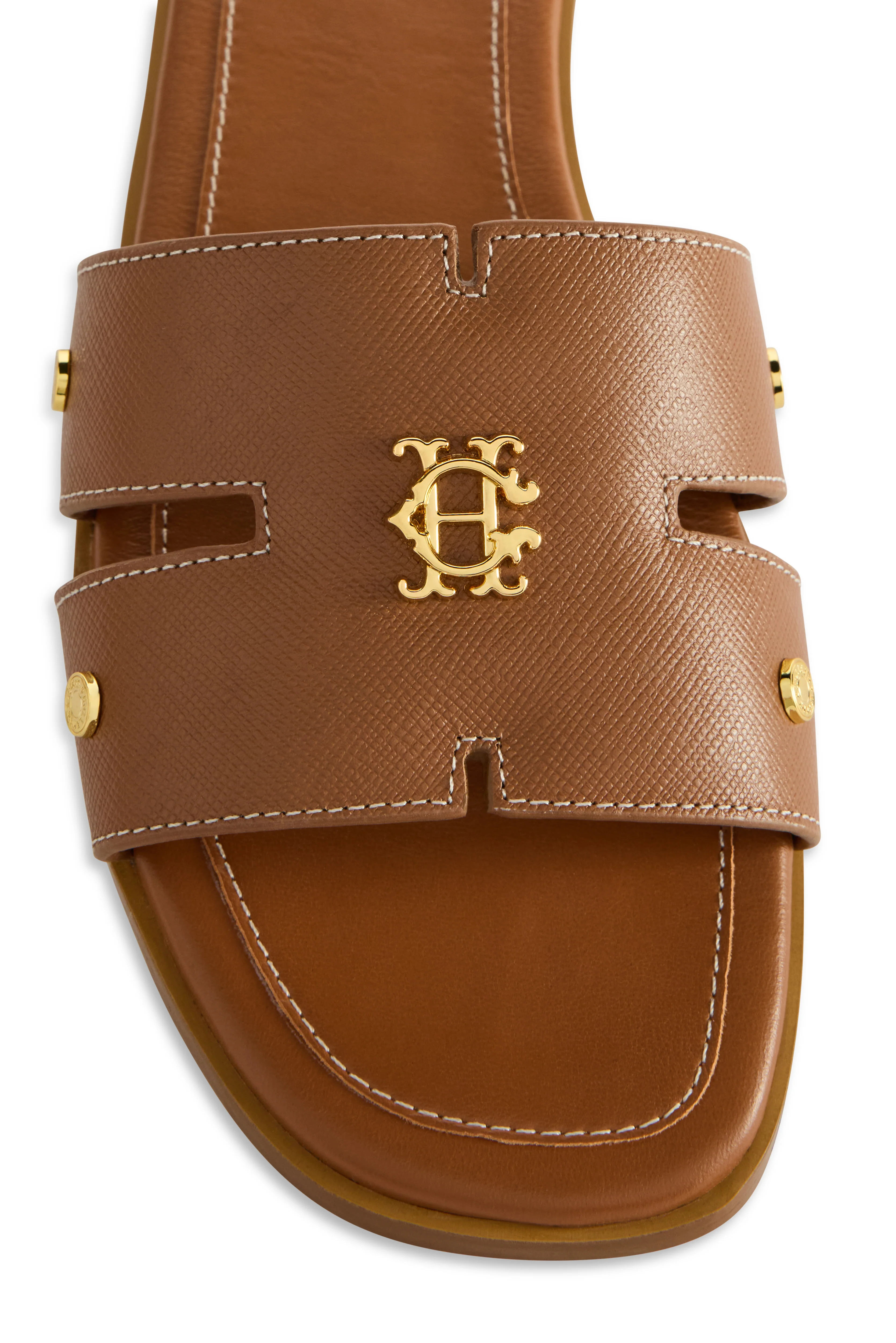 Heraldic Monogram Slides (Tan Saffiano) - Image 6