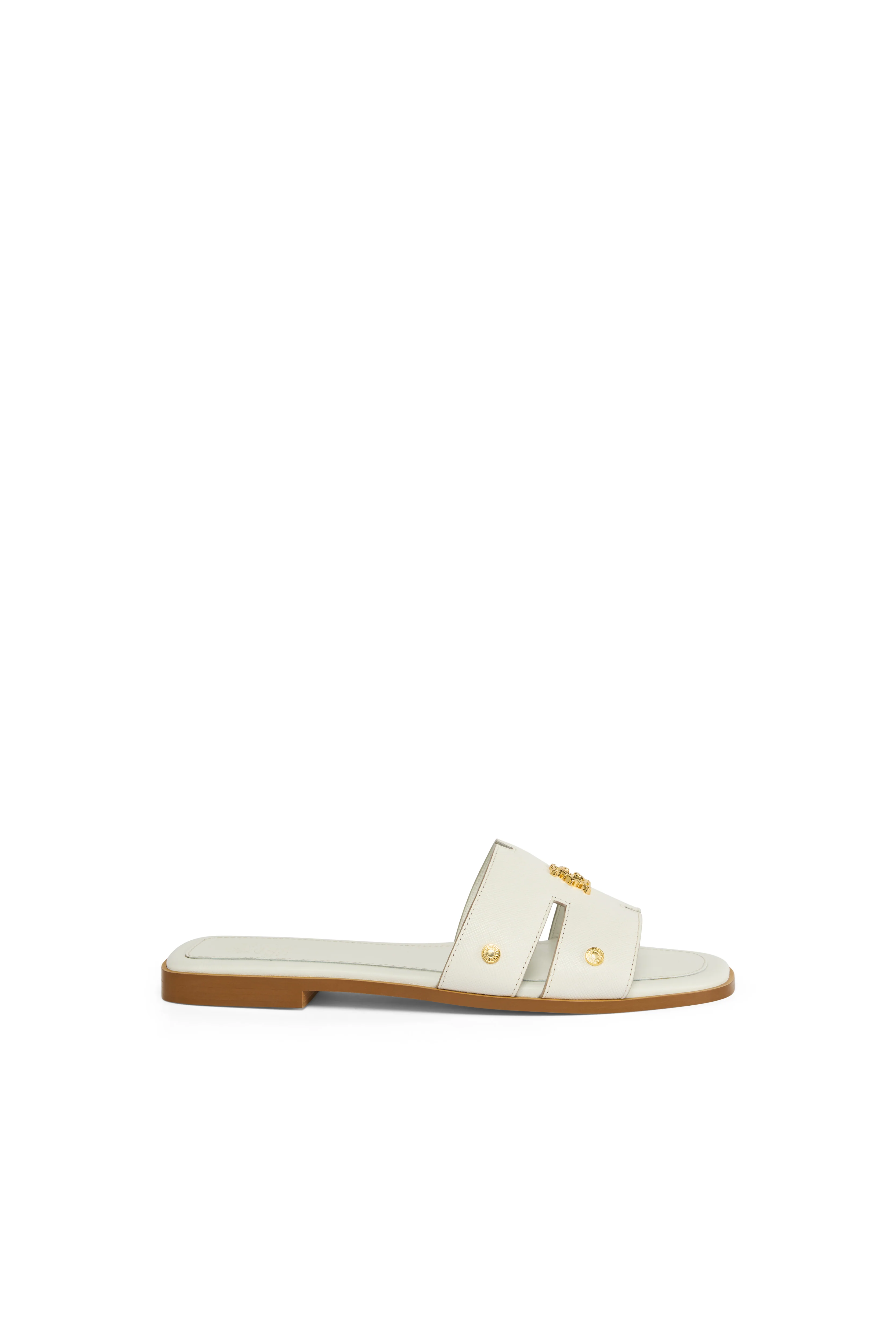 Heraldic Monogram Slides (White Saffiano)