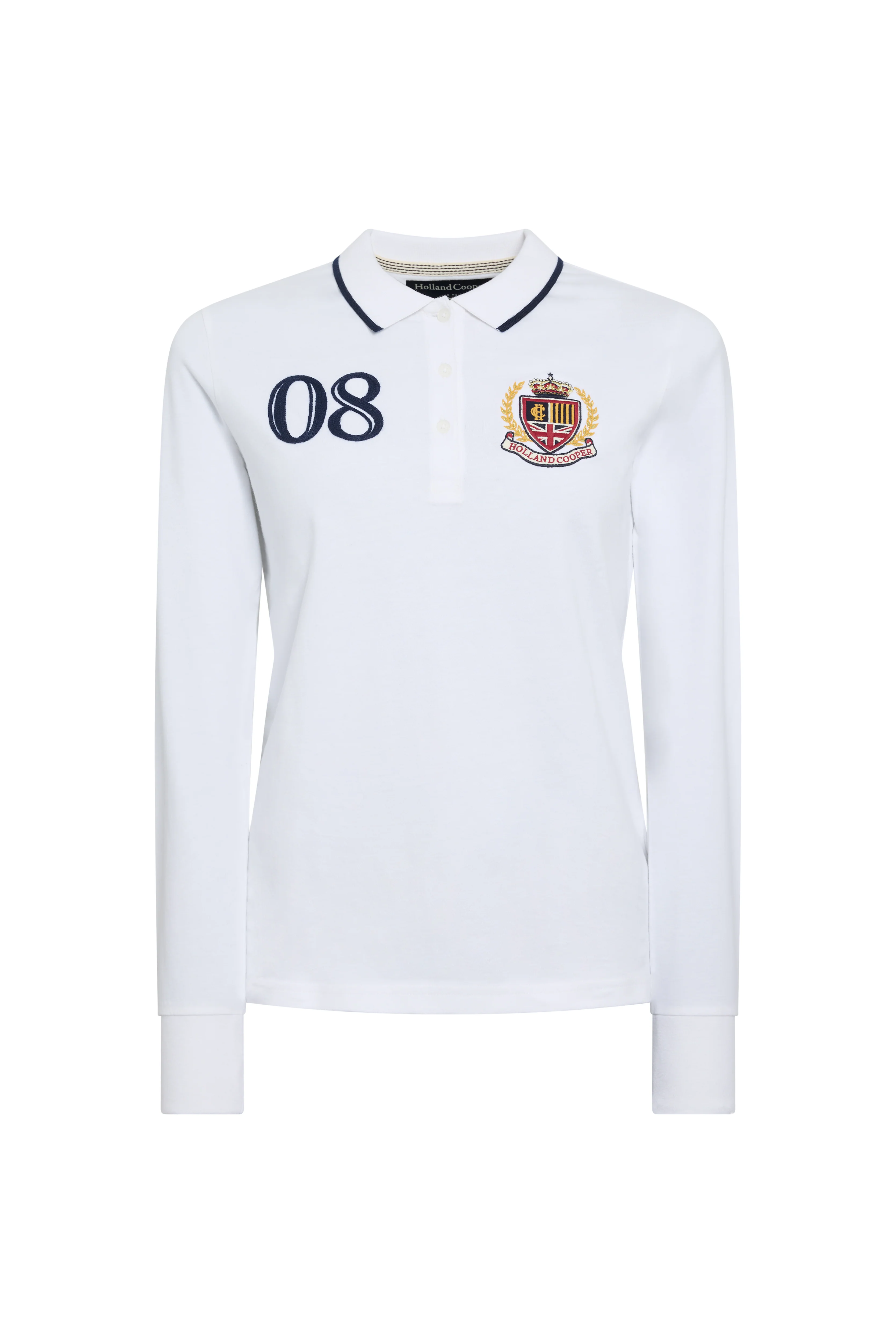 Heritage Long Sleeve Polo Shirt (White) - Image 7