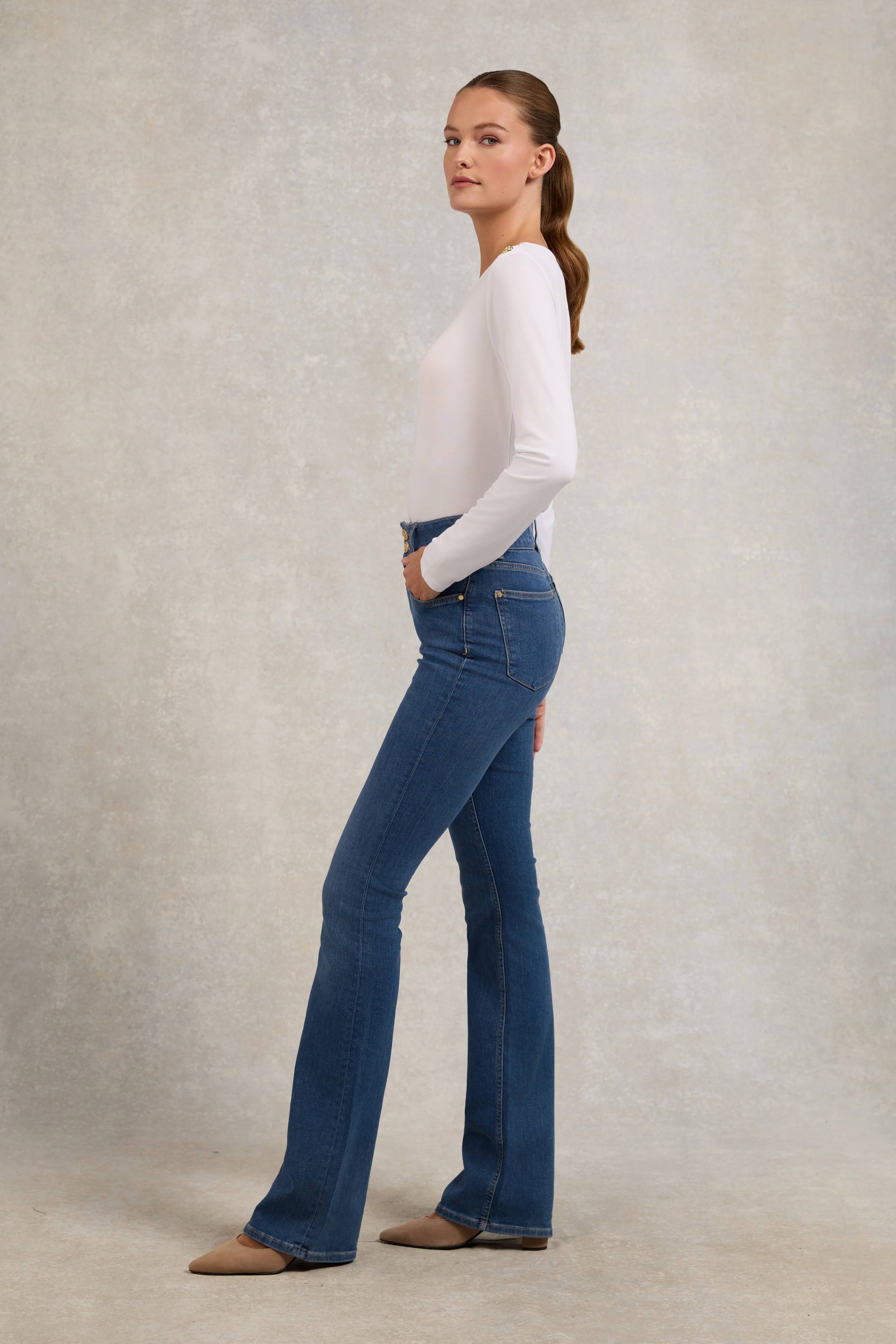High Rise Flared Jean (Denim) - Image 3