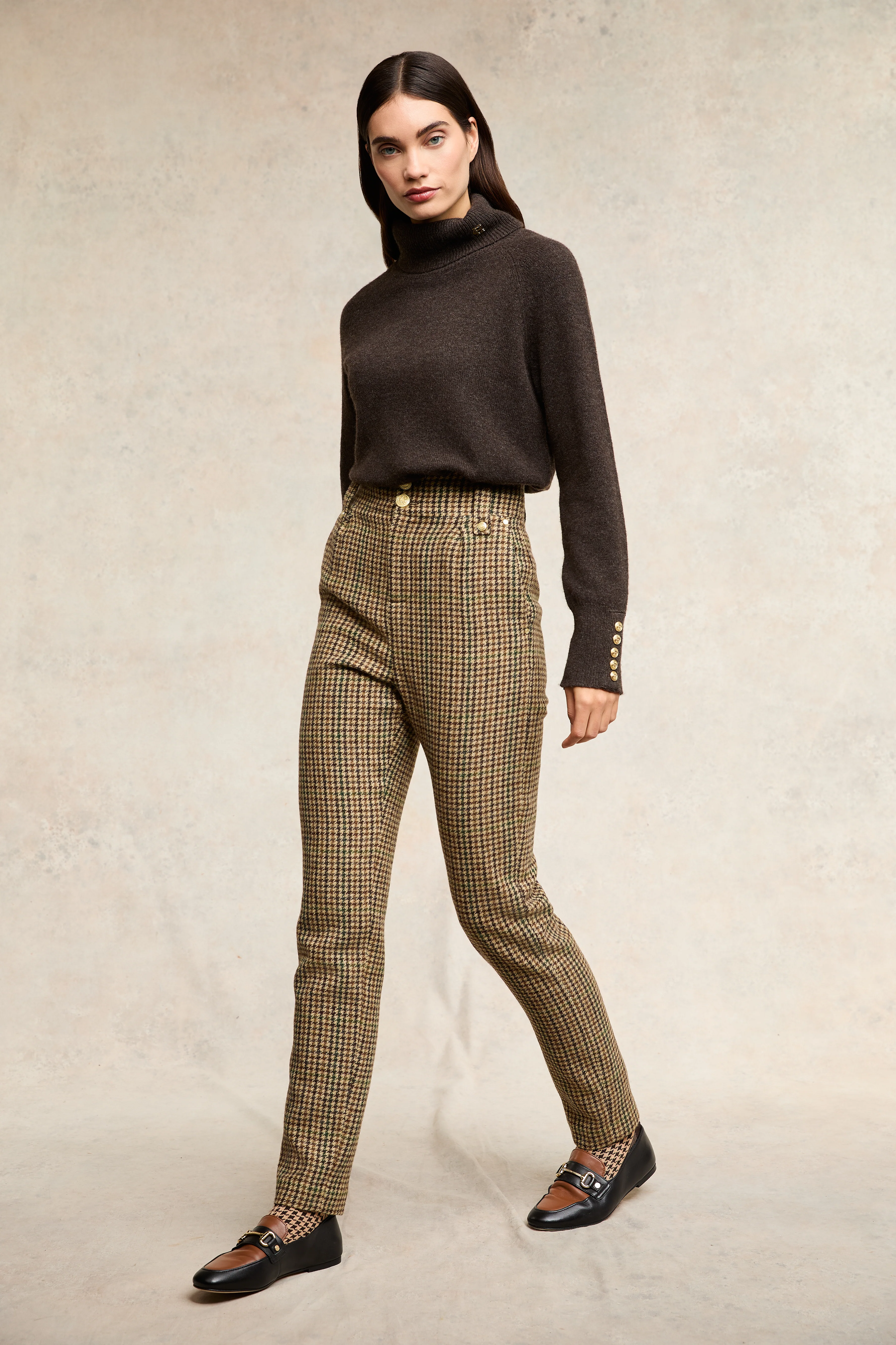 High Waisted Peg Trouser (Hailes Green Tweed) - Image 3