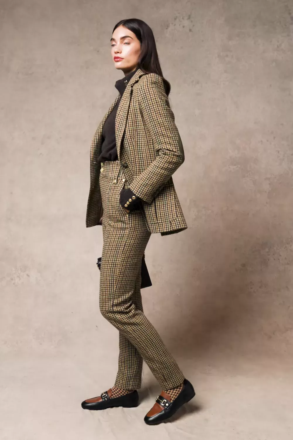 High Waisted Peg Trouser (Hailes Green Tweed) - Image 5