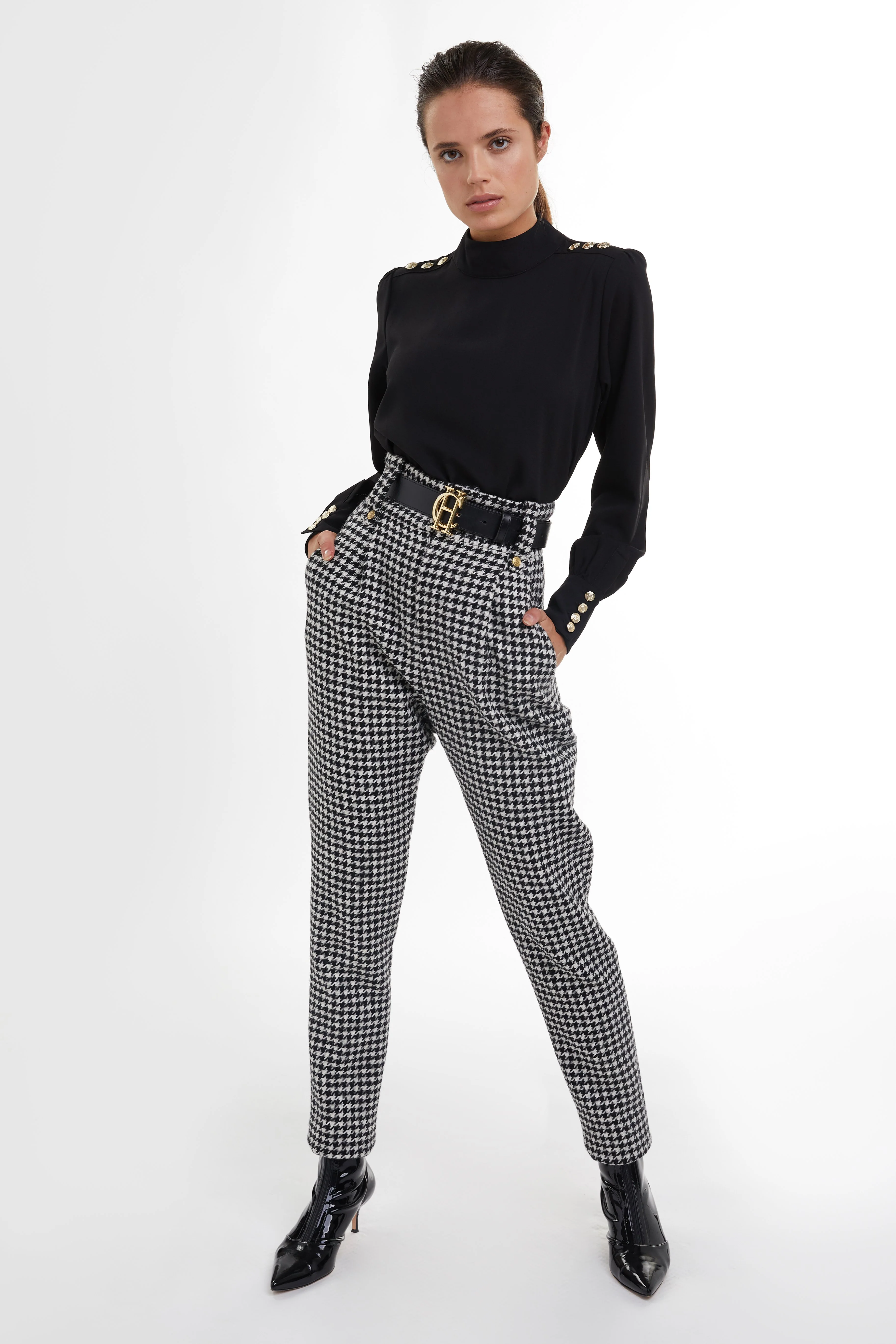 High Waisted Peg Trouser (Houndstooth) - Image 3