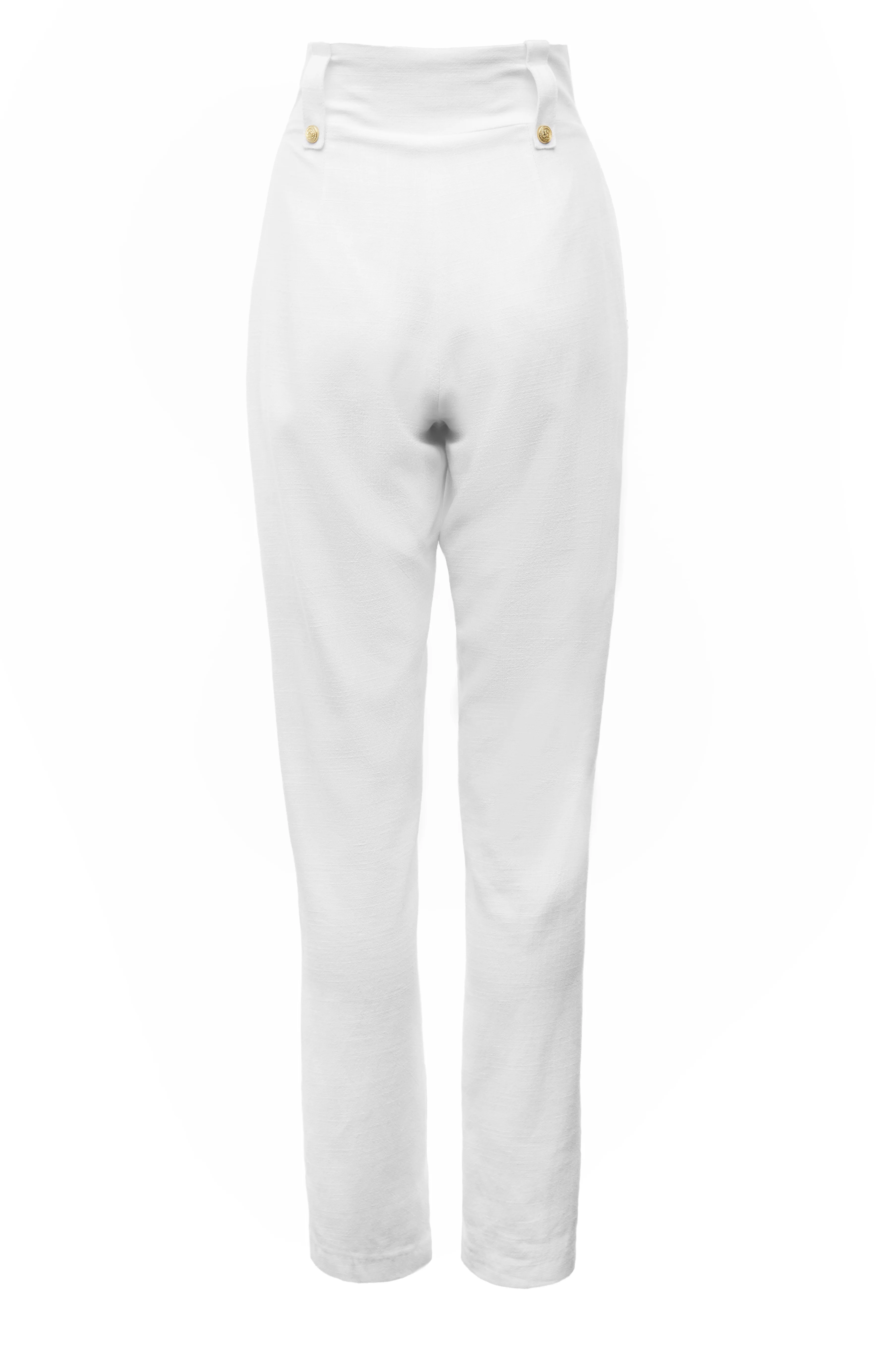 High Waisted Peg Trouser (Oyster Linen) - Image 7