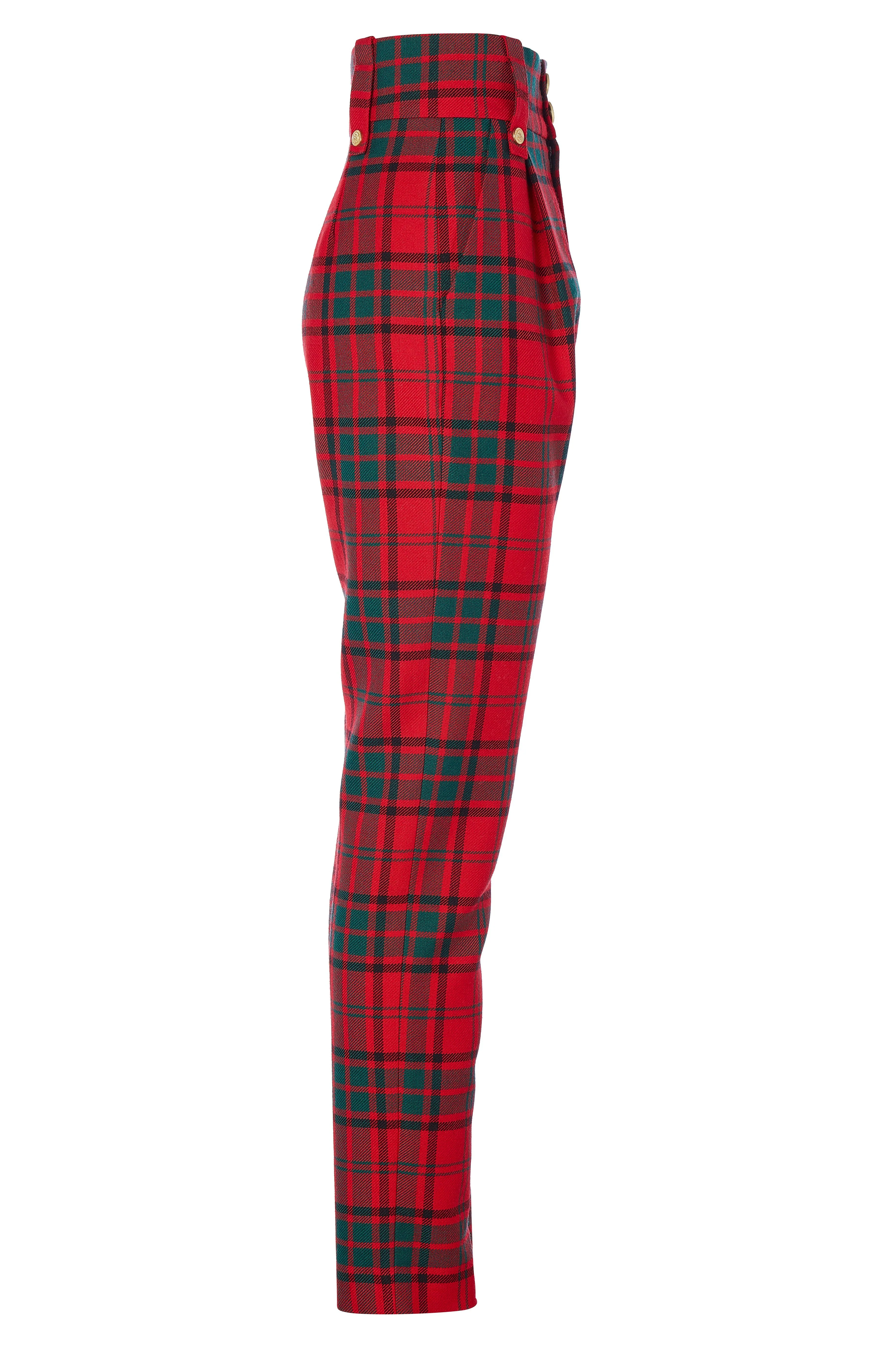 High Waisted Peg Trouser (Red Tartan) - Image 6