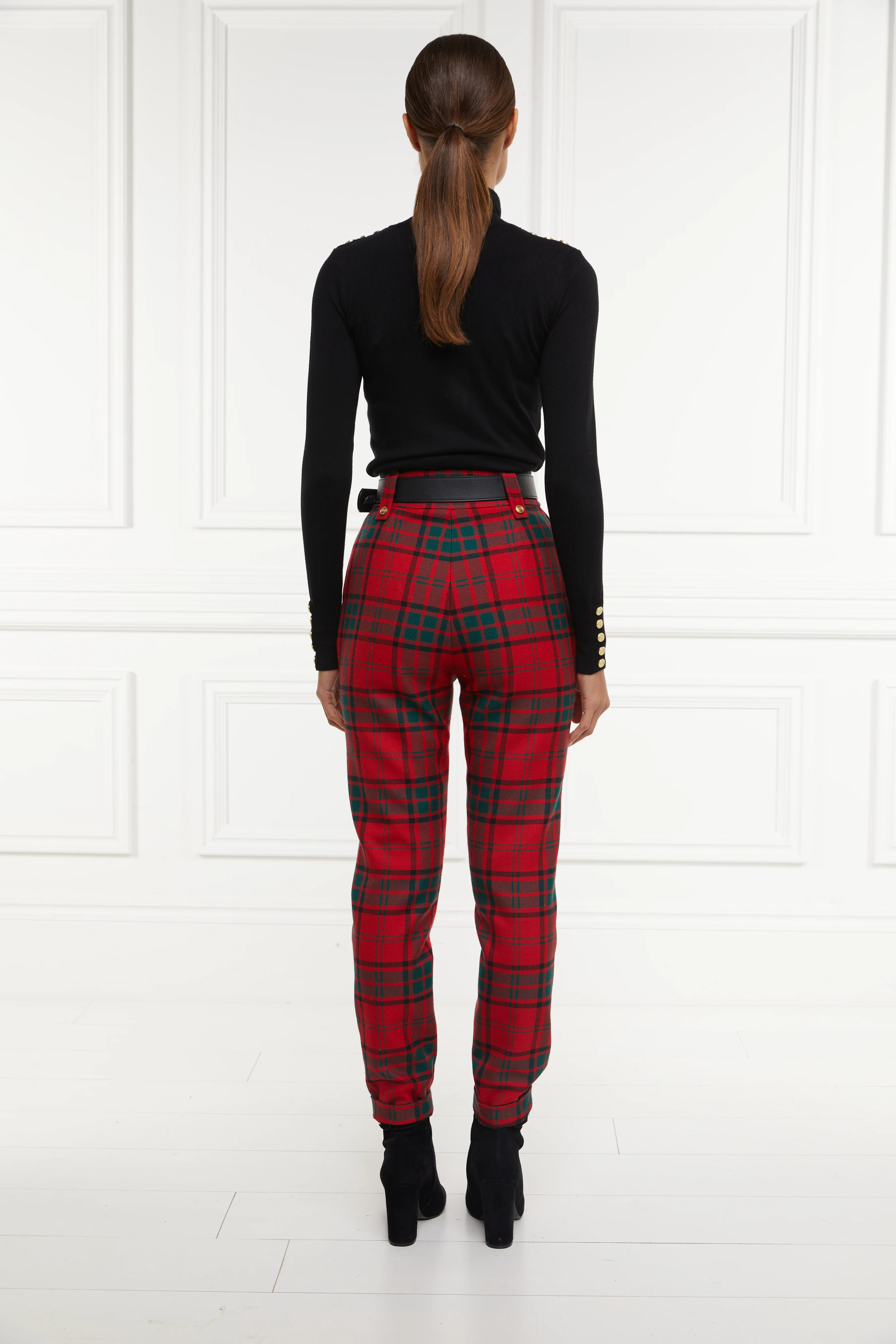 High Waisted Peg Trouser (Red Tartan) - Image 7