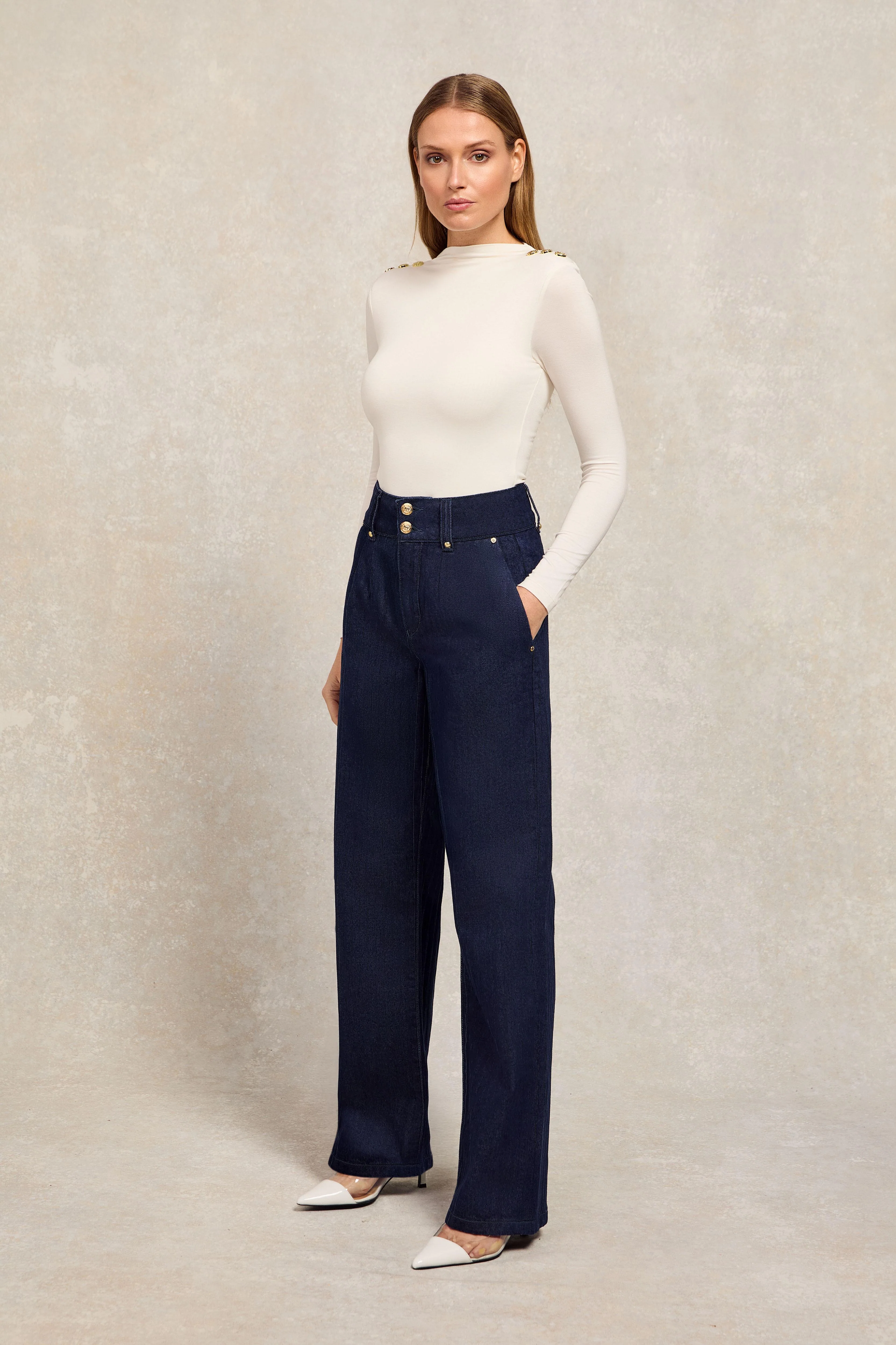 Tailored Wide Leg Jean (Deep Indigo)