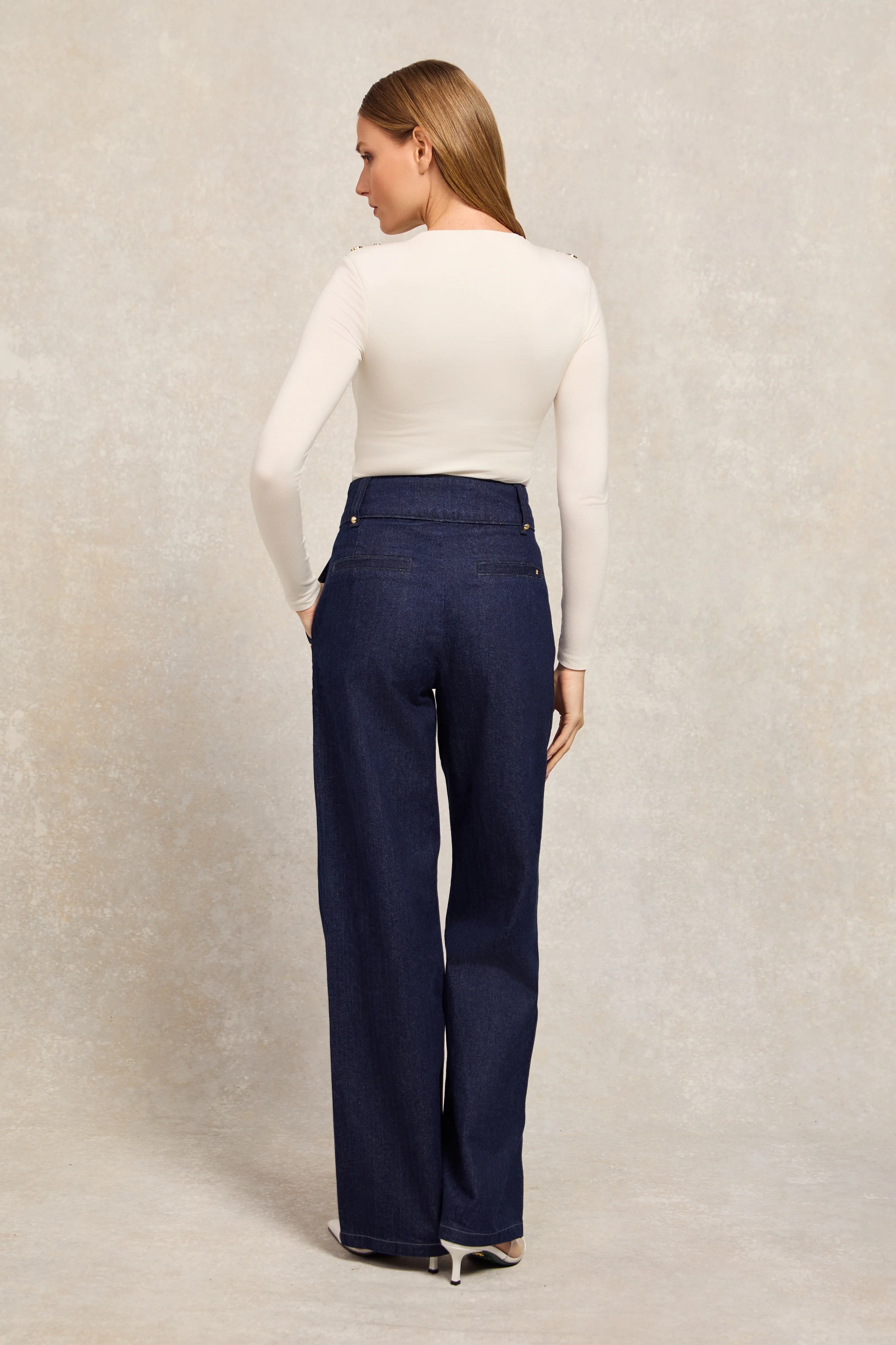 Tailored Wide Leg Jean (Deep Indigo) - Image 6