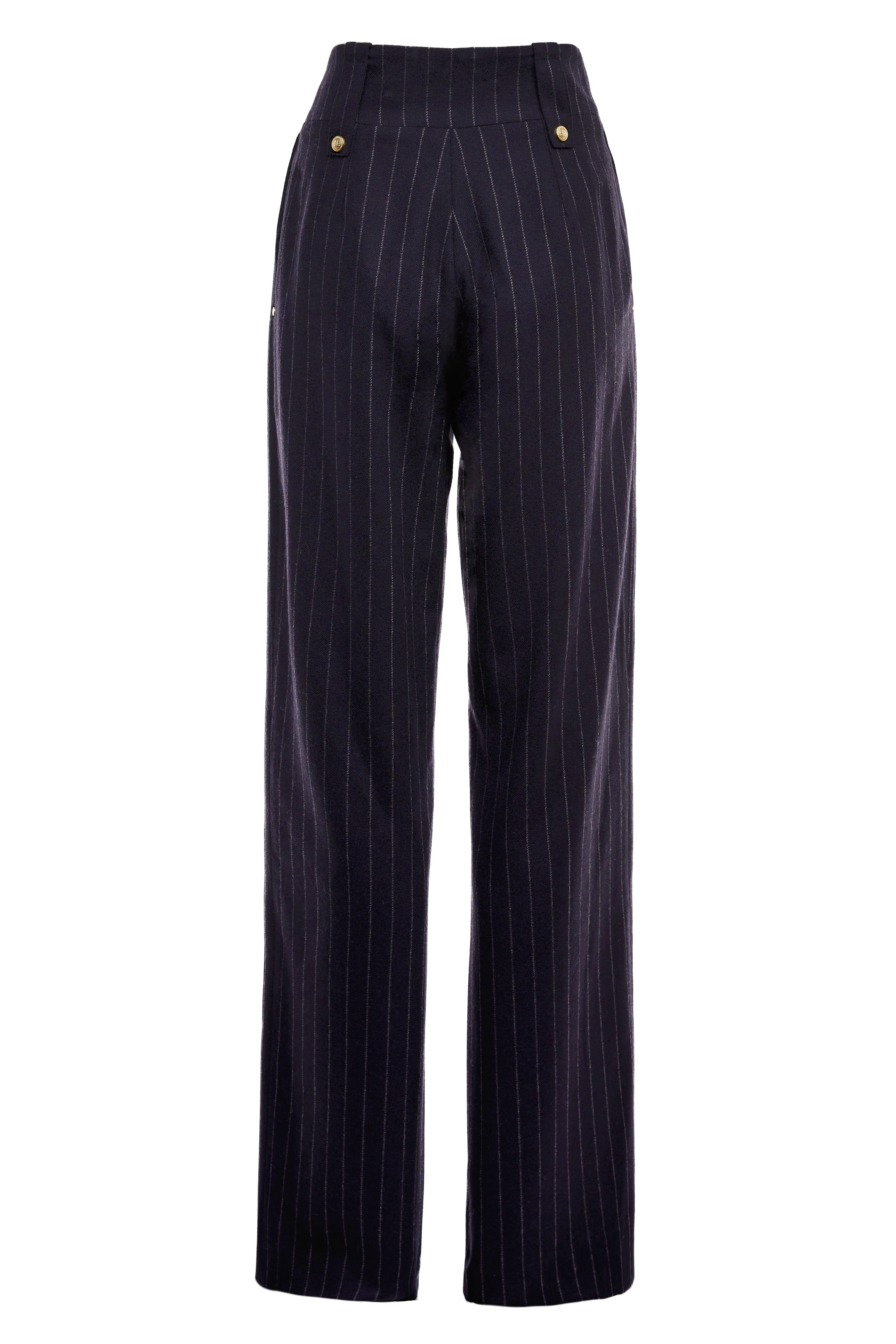 High Waisted Straight Trouser (Navy Chalk Pinstripe) - Image 7